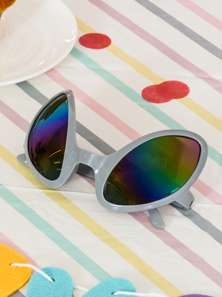 holographic alien glasses silver