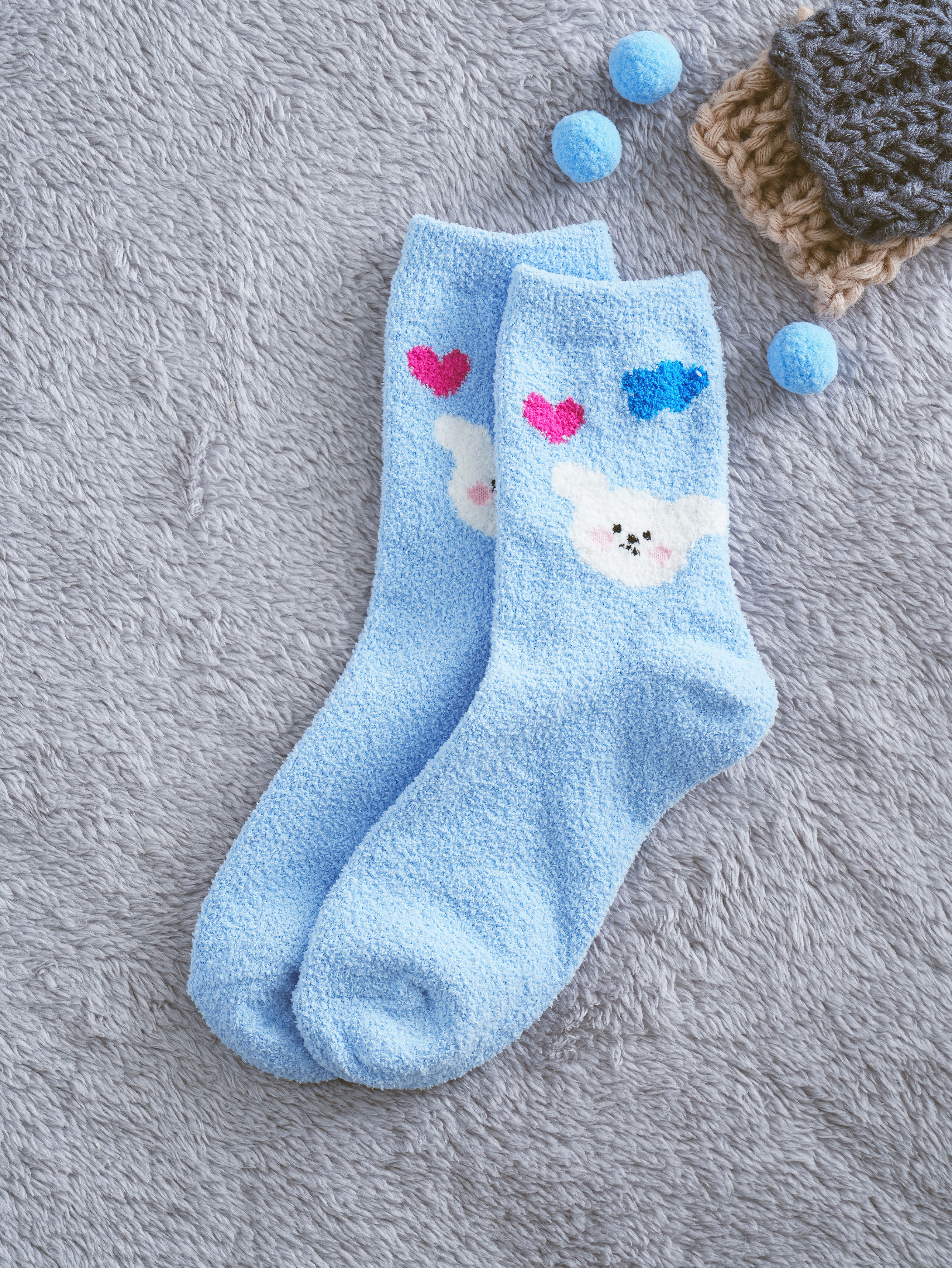 Kikiya Socks Animal Point Sleep Socks Blue