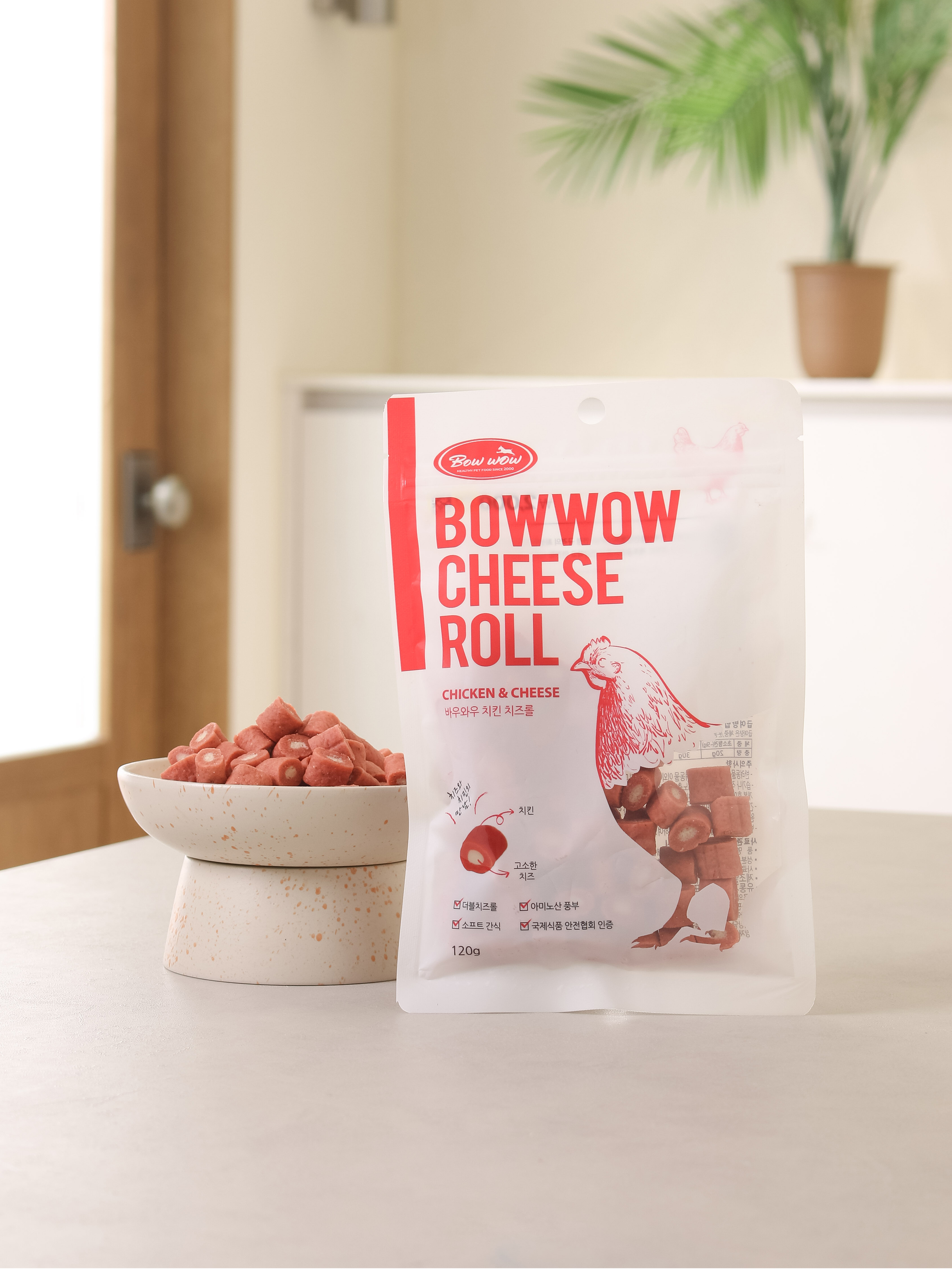 [Pet] Bow Wow Chicken Cheese Roll 120 g