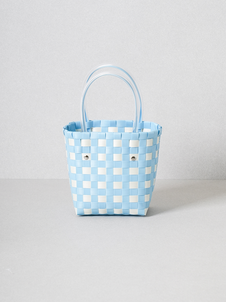 Blue color woven tote bag small