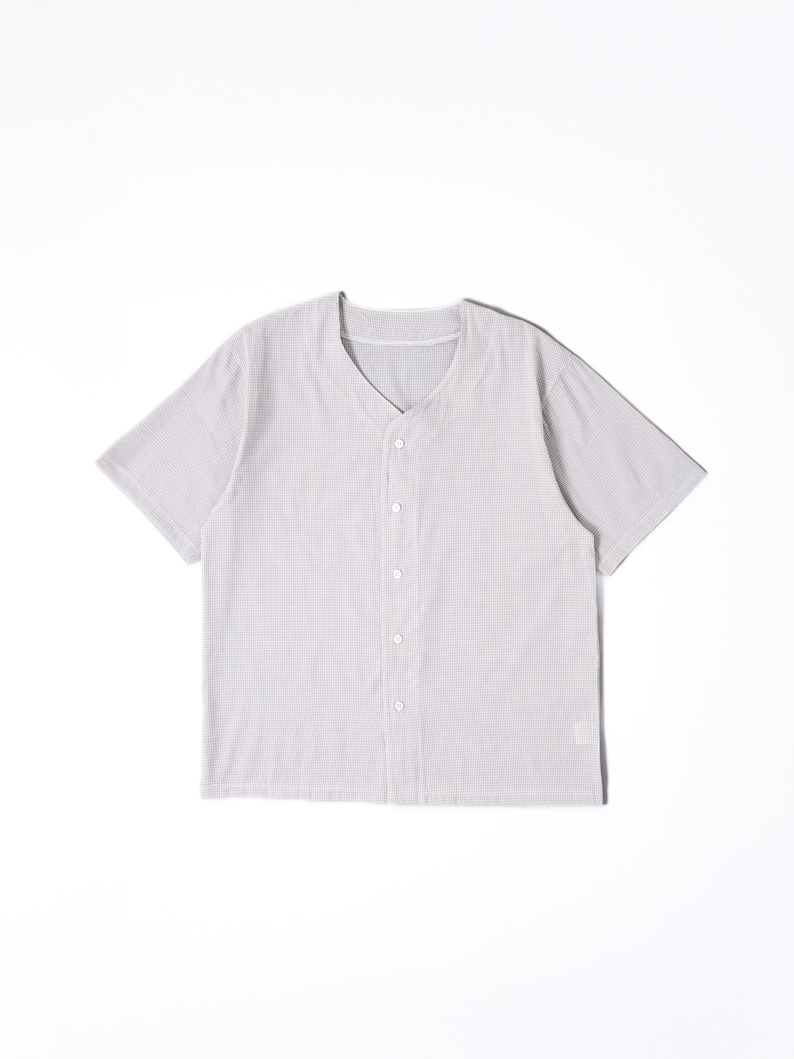 [Common] Cotton blend homewear no-collar short sleeve top XL gray