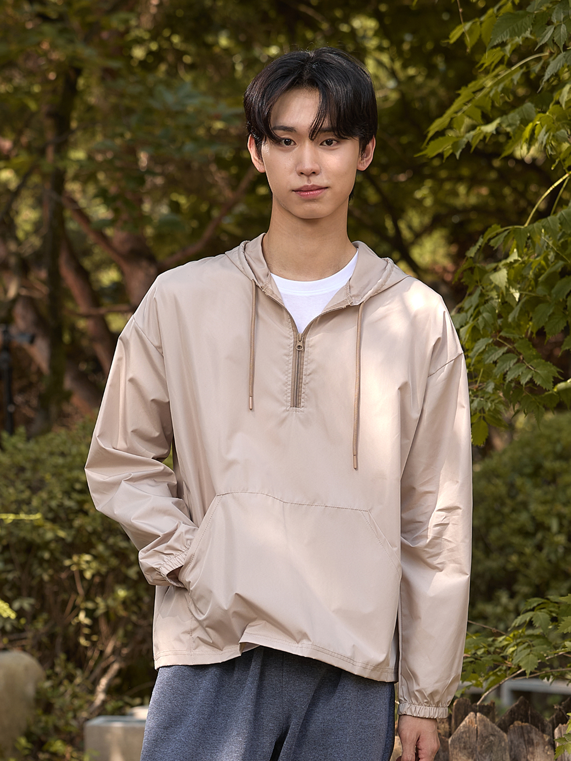 [Common]Hoodie Anorak L Beige