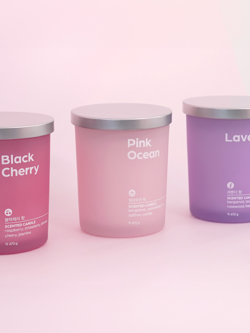 Steel lid color candle 470 g pink ocean scent