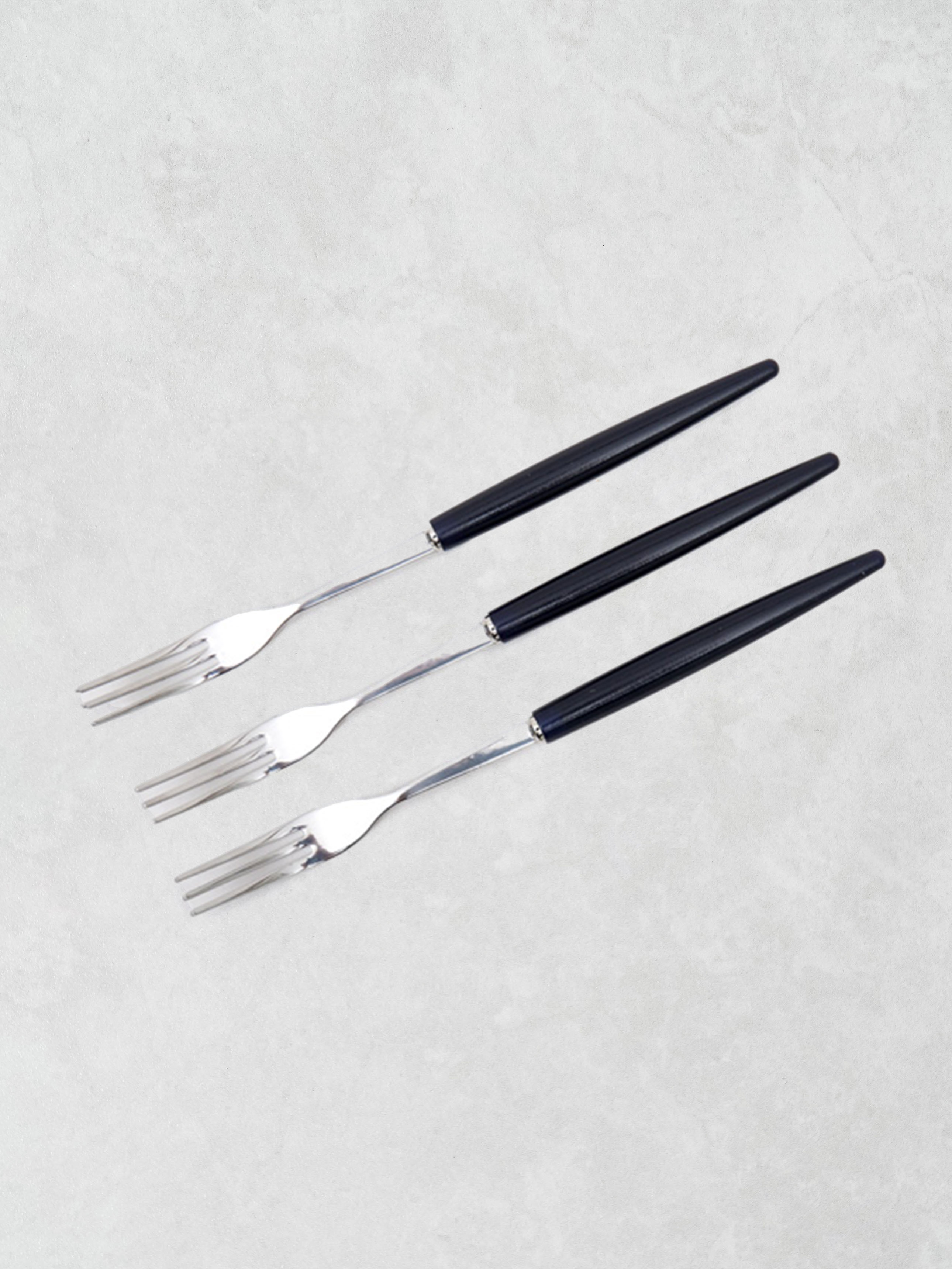 Simple long handle tea fork, approx. 16cm, 3 pieces, navy