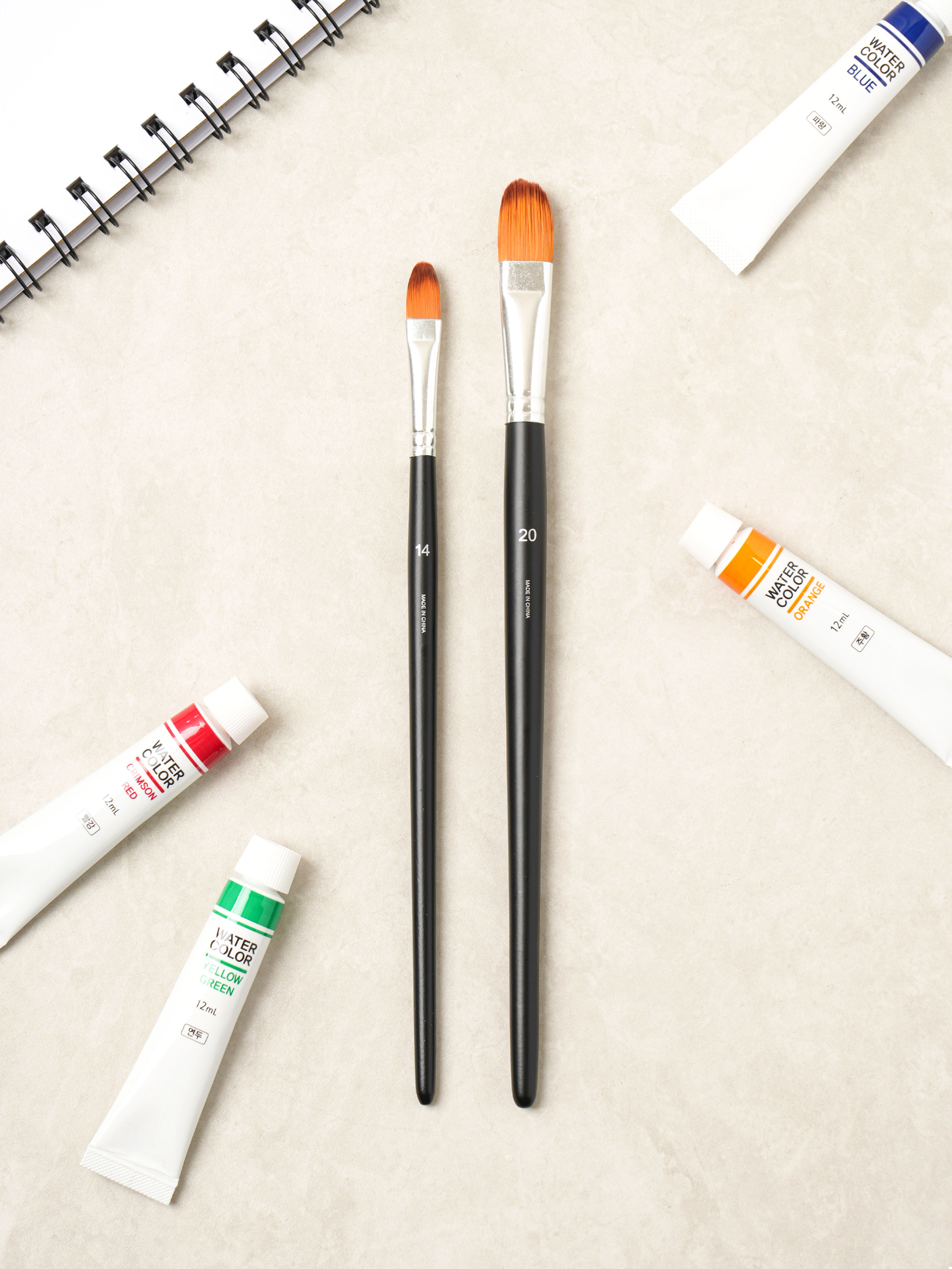 2 round flat brushes