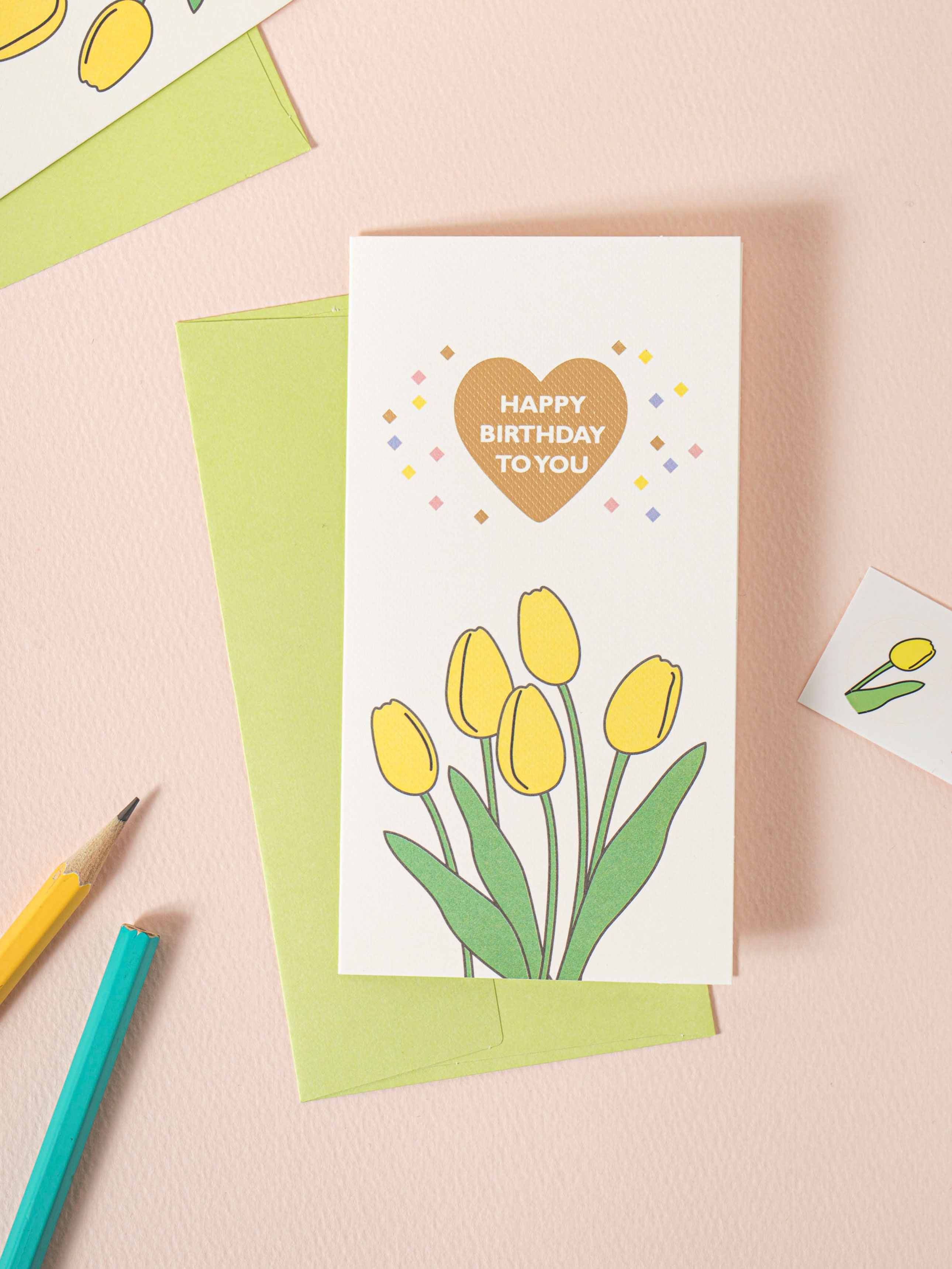 Happy Birthday Gold Foil Card 2-Piece Tulip