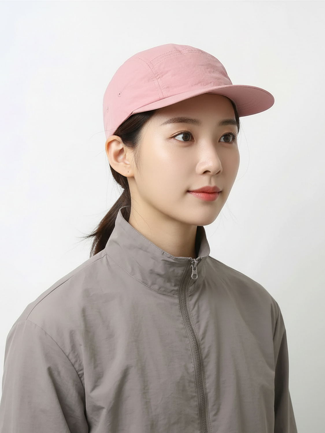 나일론 짧은 챙 캠프캡 핑크