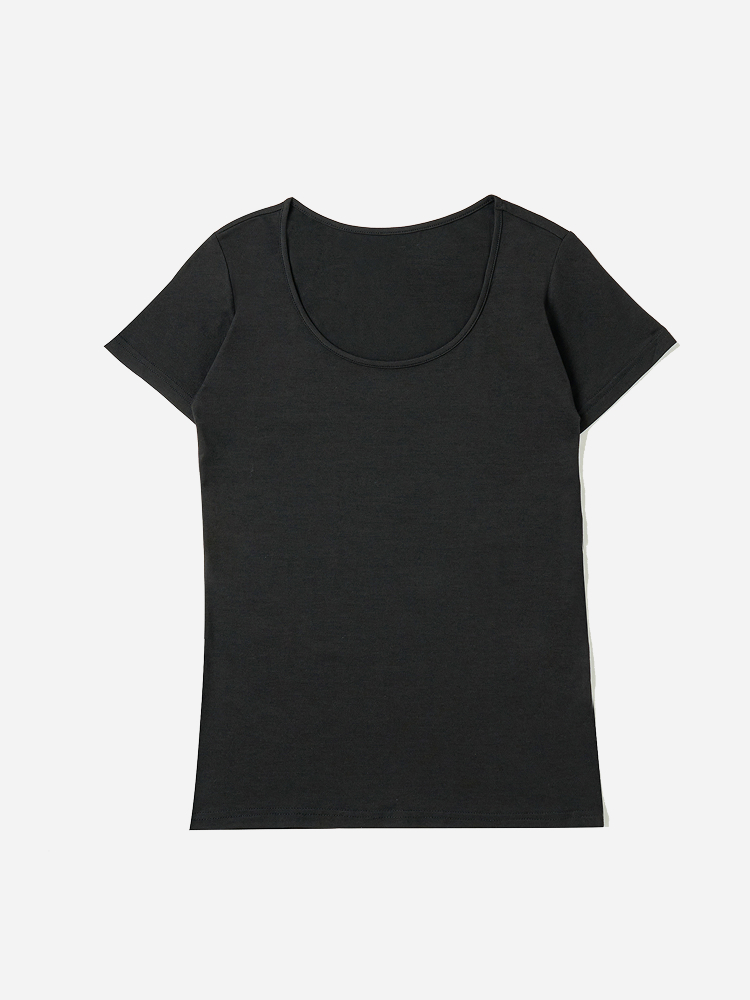 [Fever] Easy Warm Short Sleeve Fever Underwear Women’s Top M/L Black