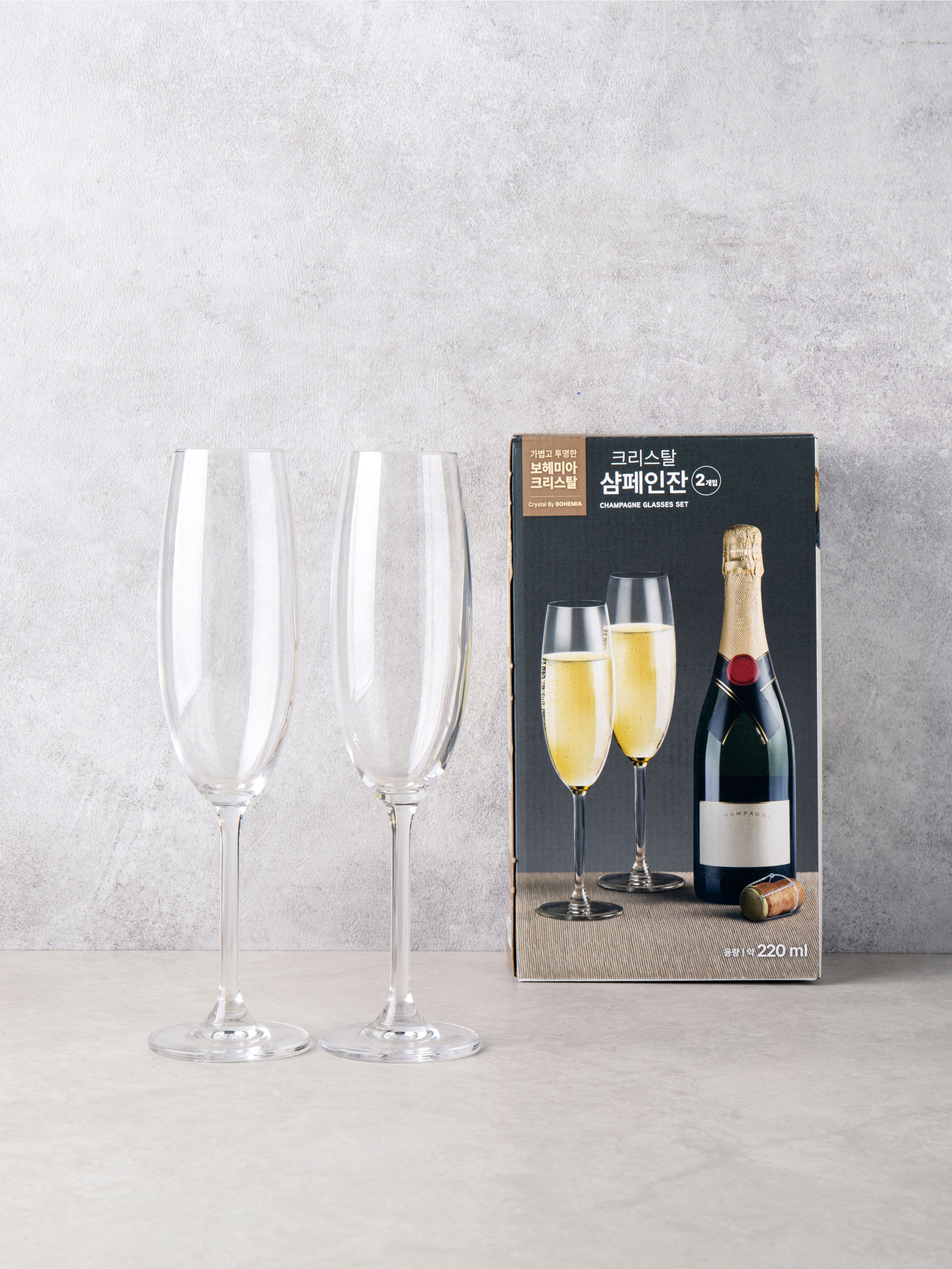 체코산 보헤미아 크리스탈 샴페인 잔 220 ml 2개입