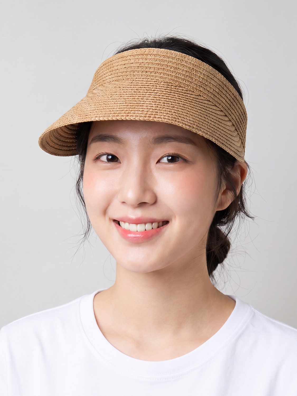 Banded straw sun cap brown