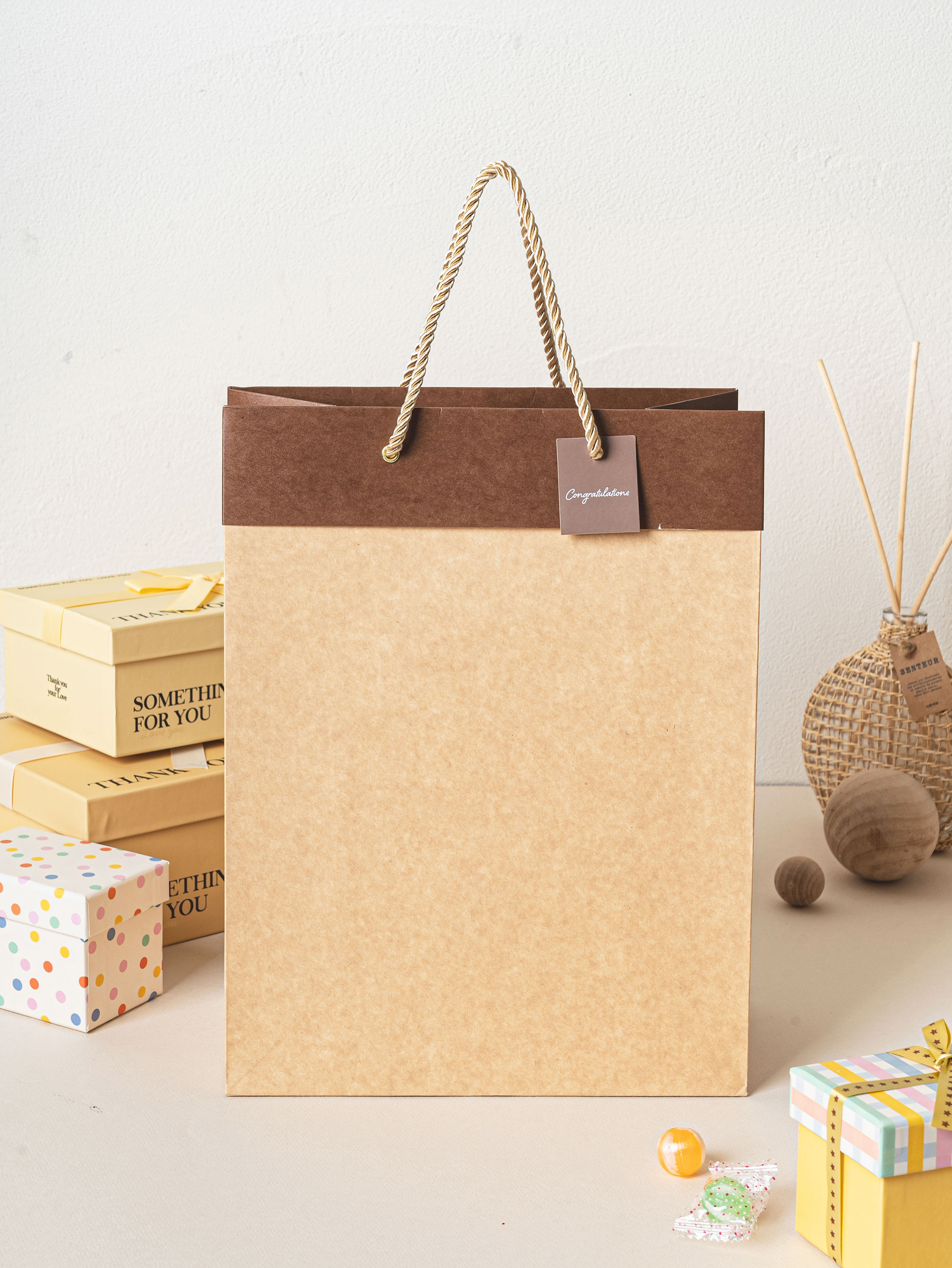 Top Point Kraft Vertical Gift Bag M Brown