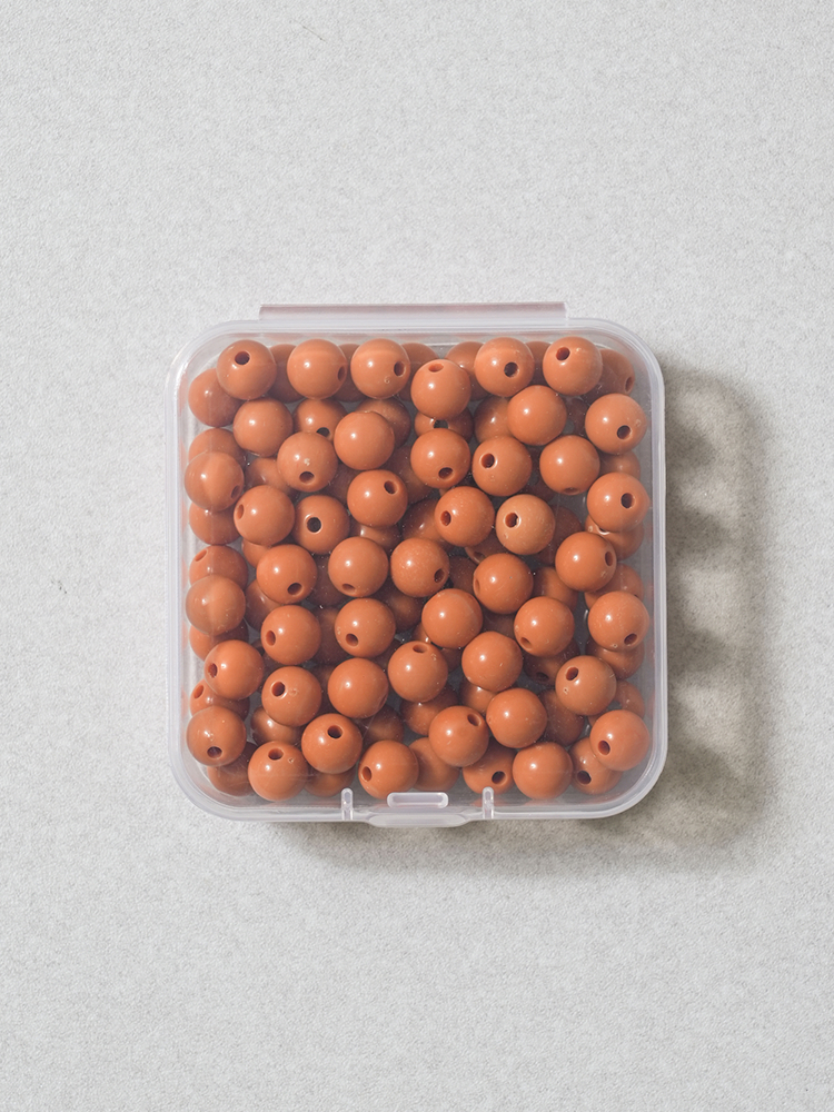 Color glossy beads 8 mm light brown