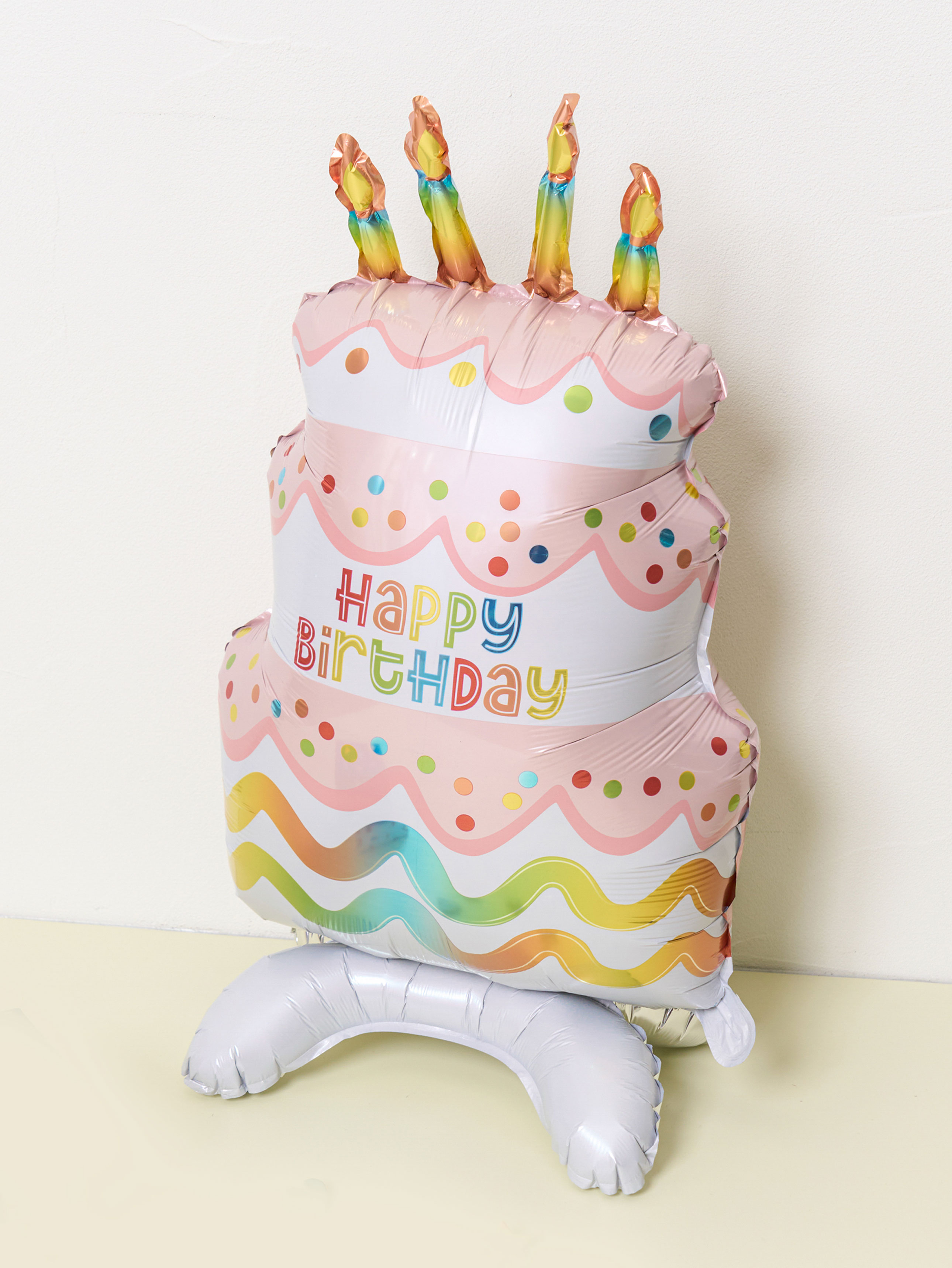 birthday cake standing silver foil balloon