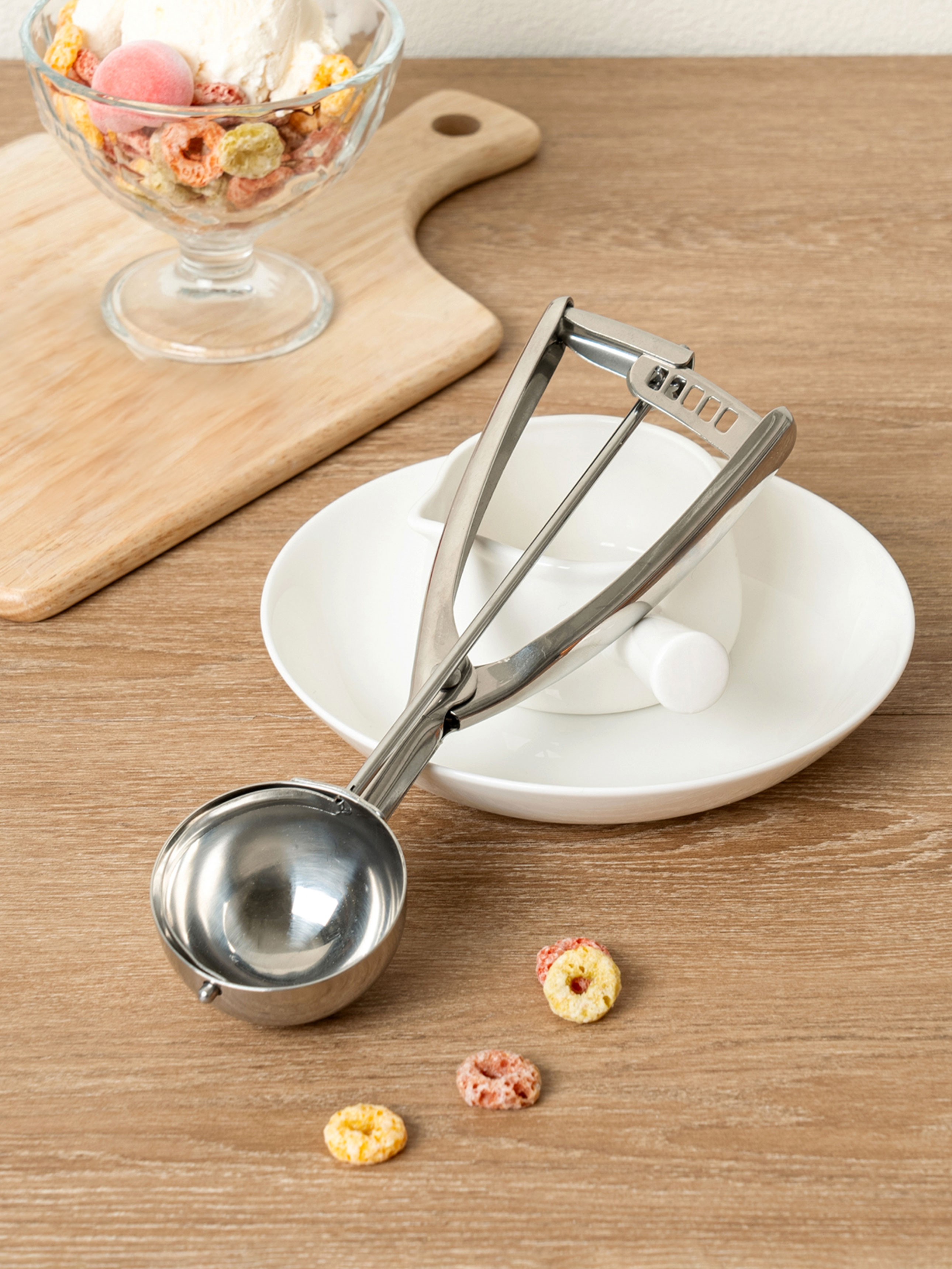 All stainless steel ice cream spoon