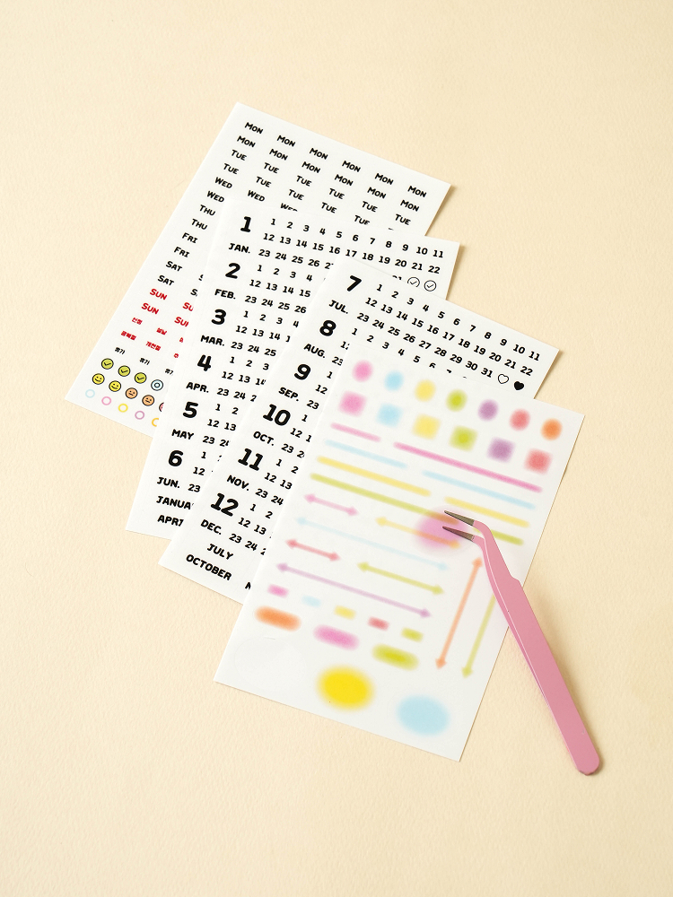 4 packs of blur black date stickers