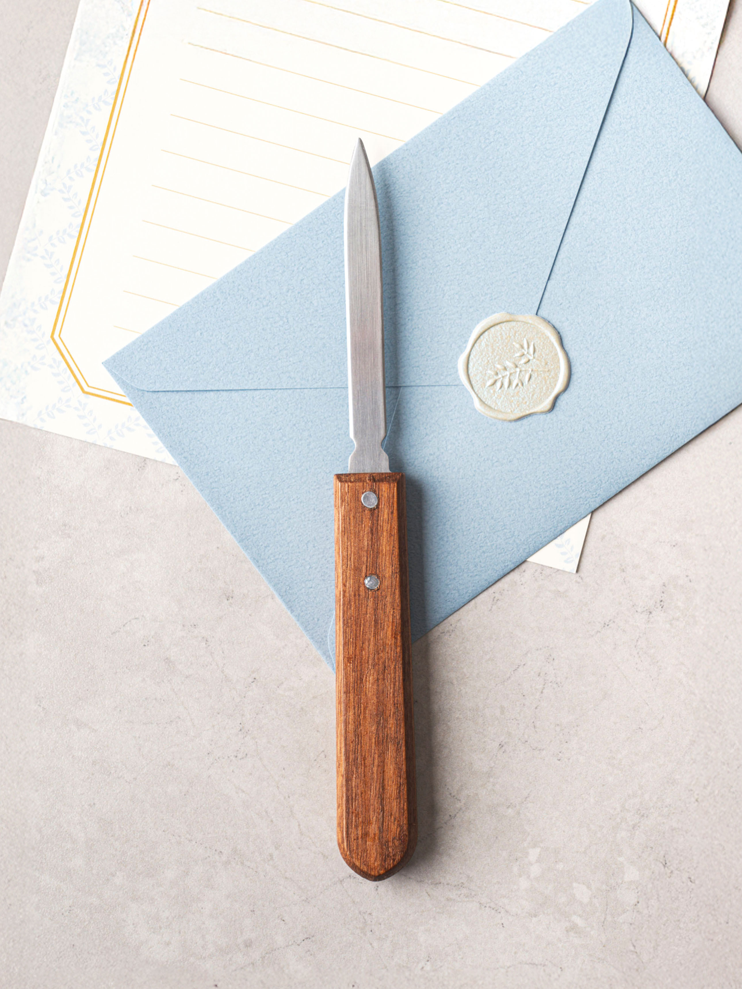 wooden handle letter envelope knife