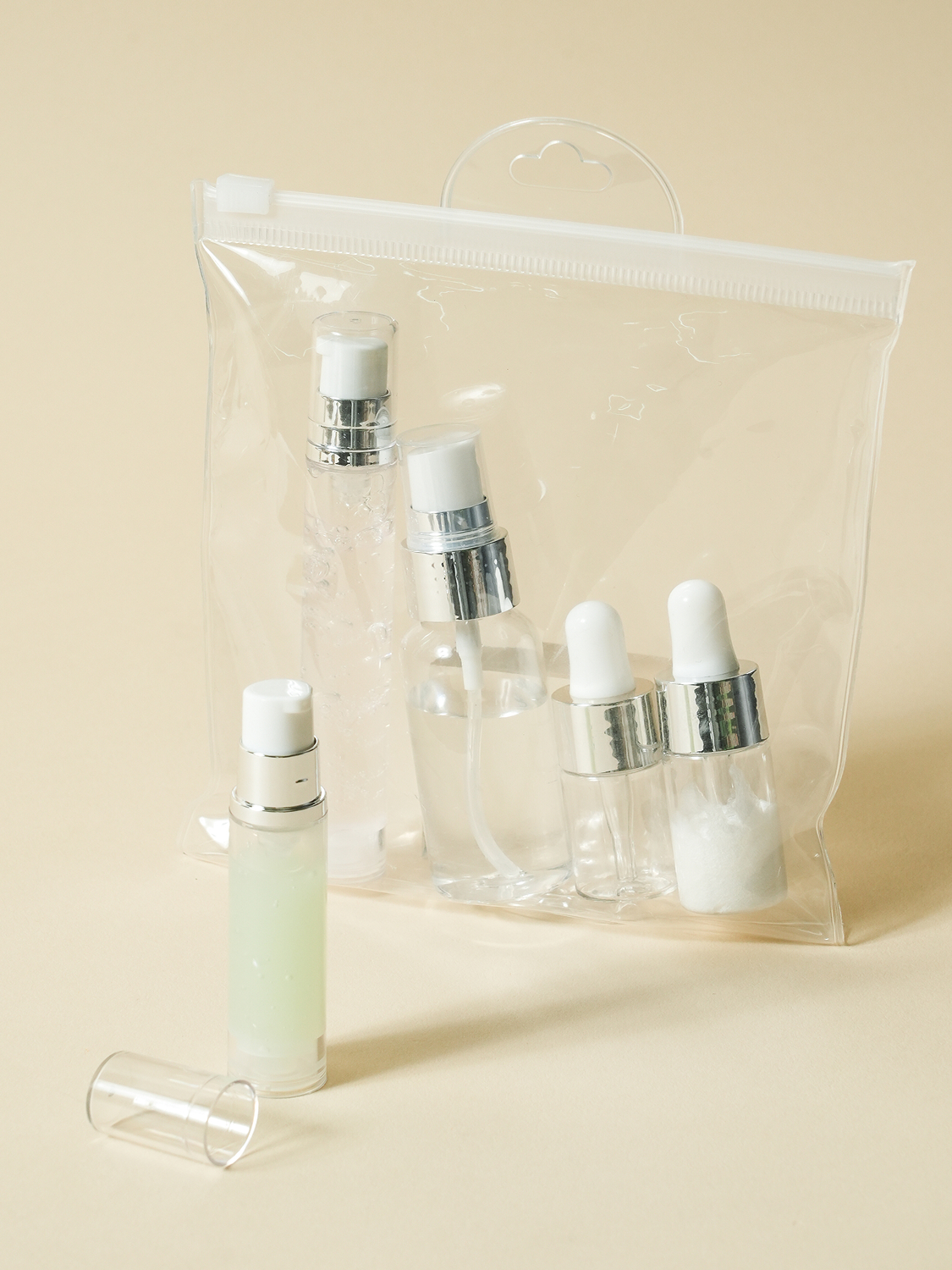 Set of 5 small-capacity cosmetic containers for travel