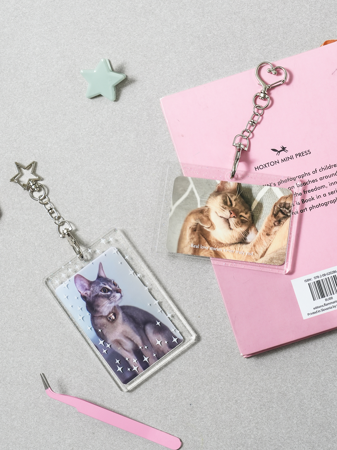 Glitter photo card key ring holder 2pcs