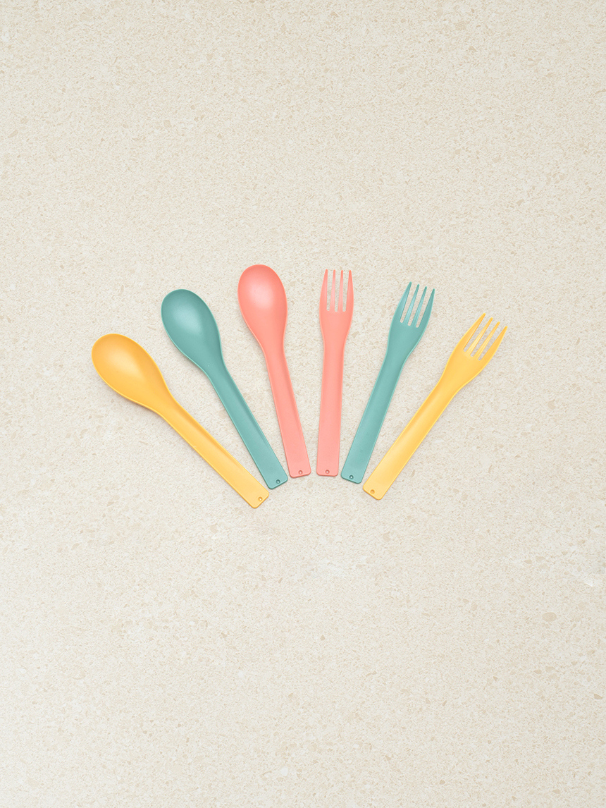 Set of 10 reusable spoons and forks