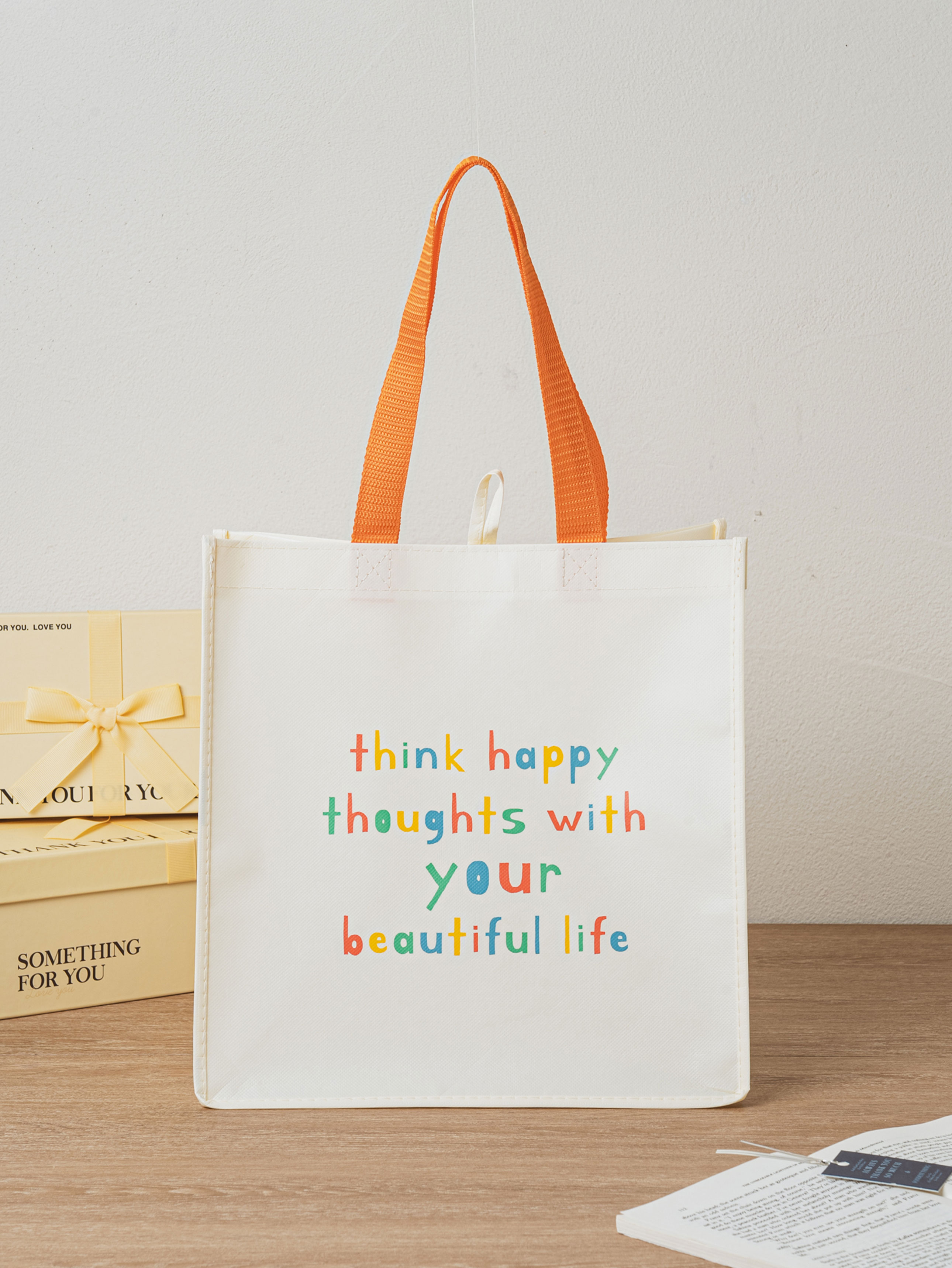 Colored lettering non-woven bag