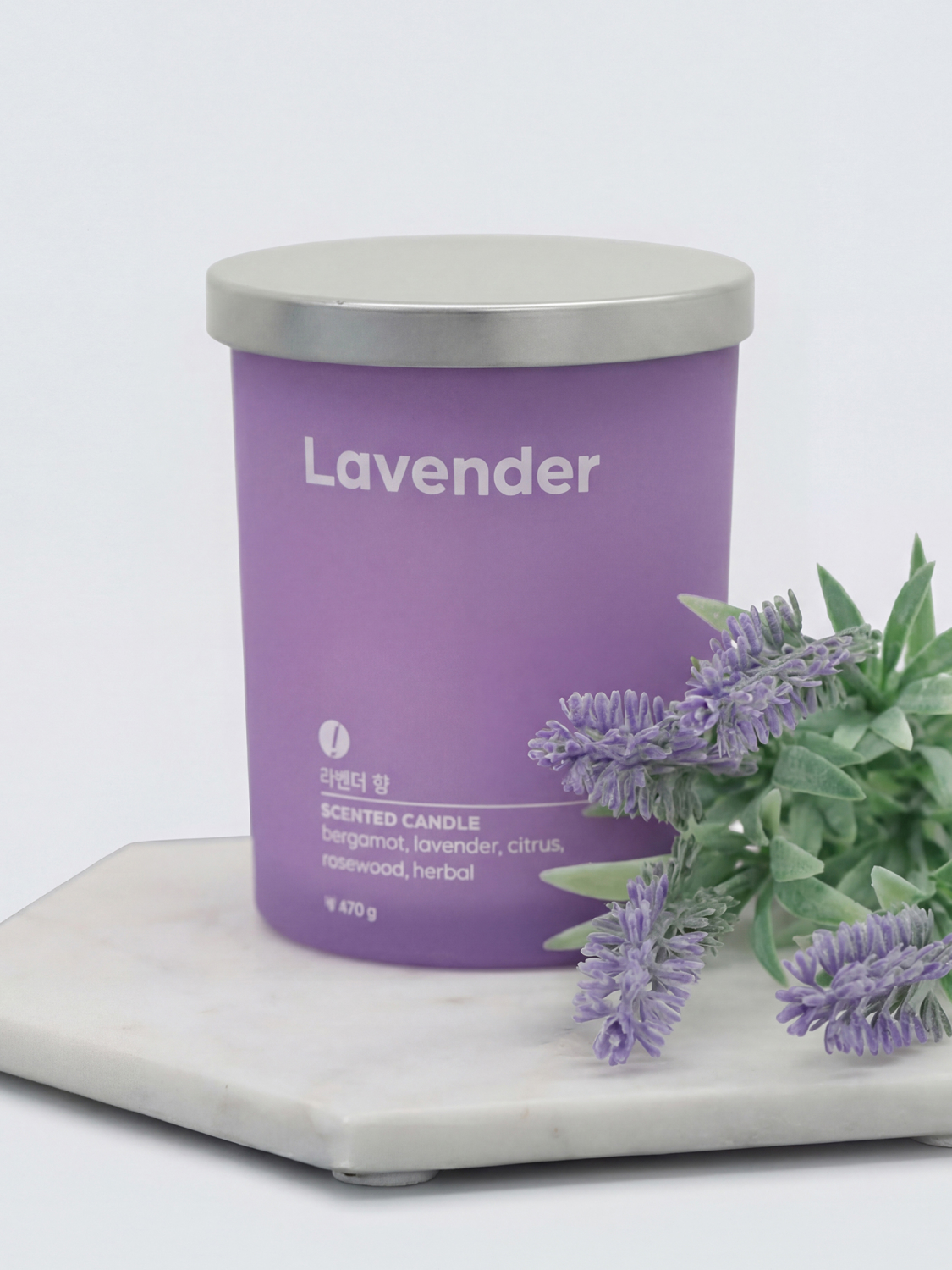 Steel lid color candle 470 g lavender scent