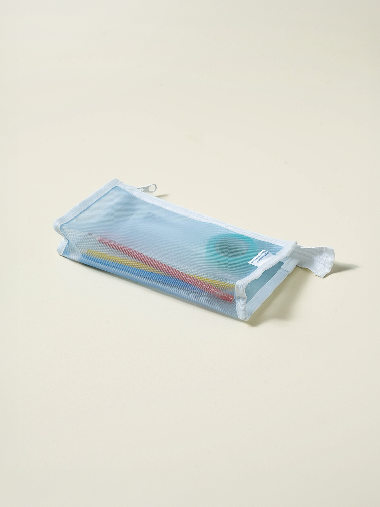 Mesh pencil case with pocket