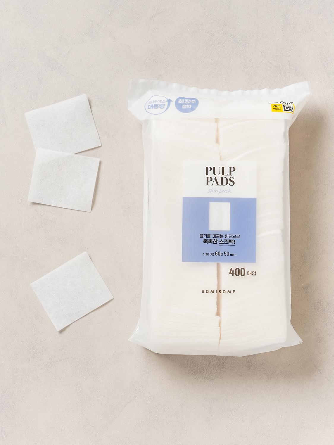 Somisome square pulp cotton pads 400 sheets