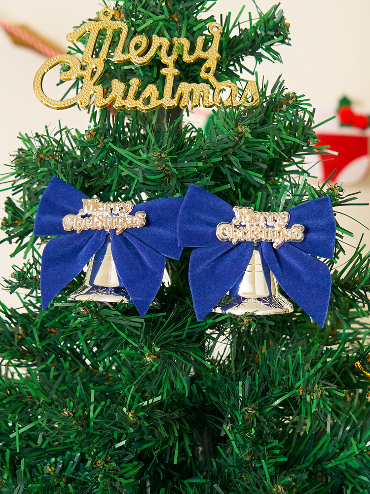 Christmas at Home Dial & Ribbon Bell Decoration 2pcs Blue