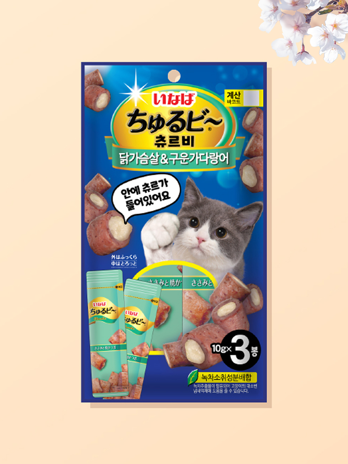 [Pet] Inaba Churbi Chicken Breast & Grilled Bonito 3 Pieces