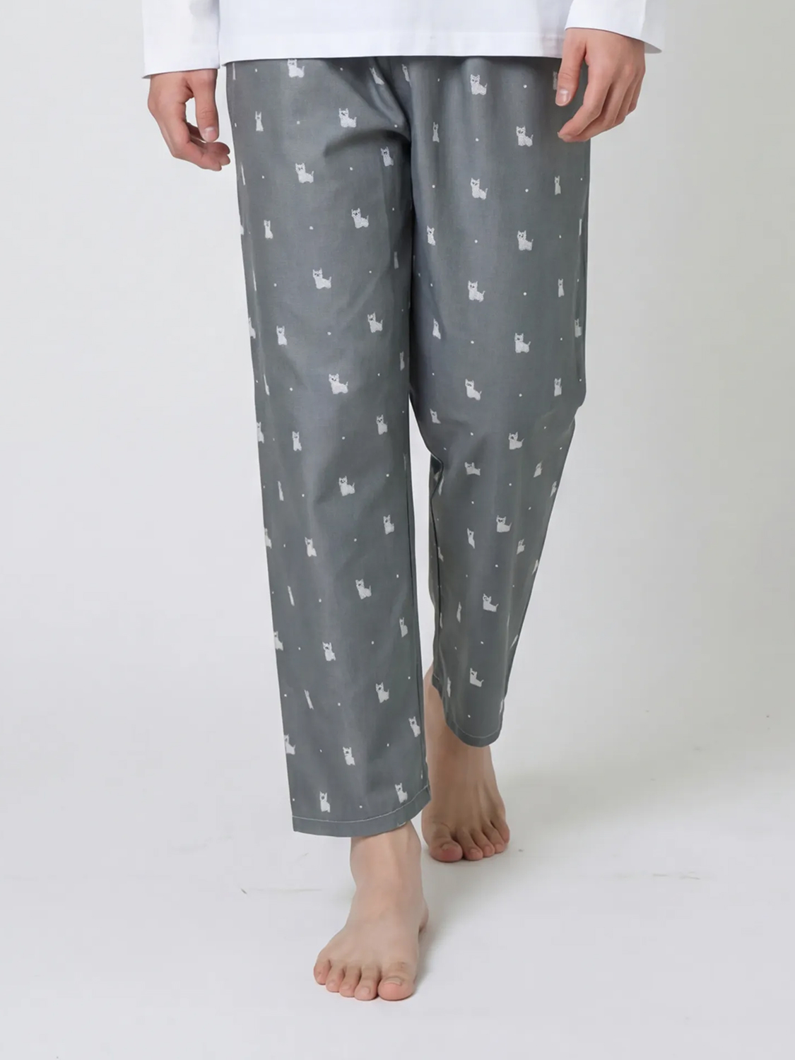 [Common] Pattern Print Pajama Bottoms XL Gray