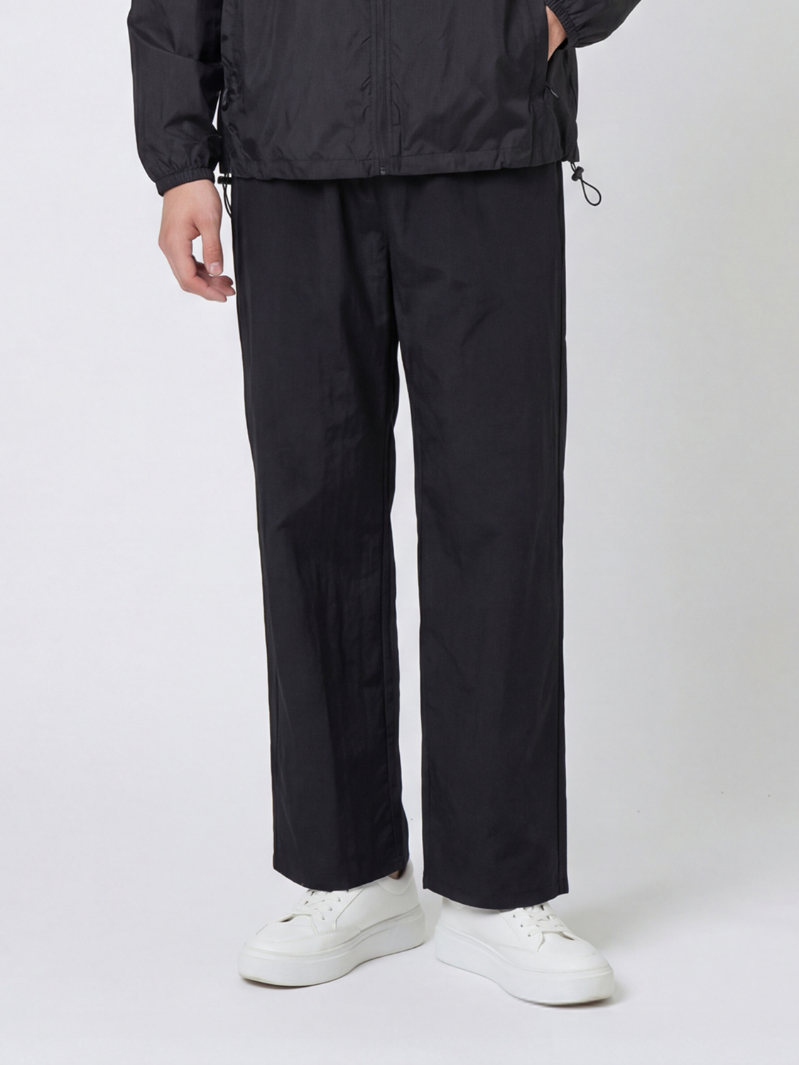 [Common] Nylon straight pants S/M/L/XL black