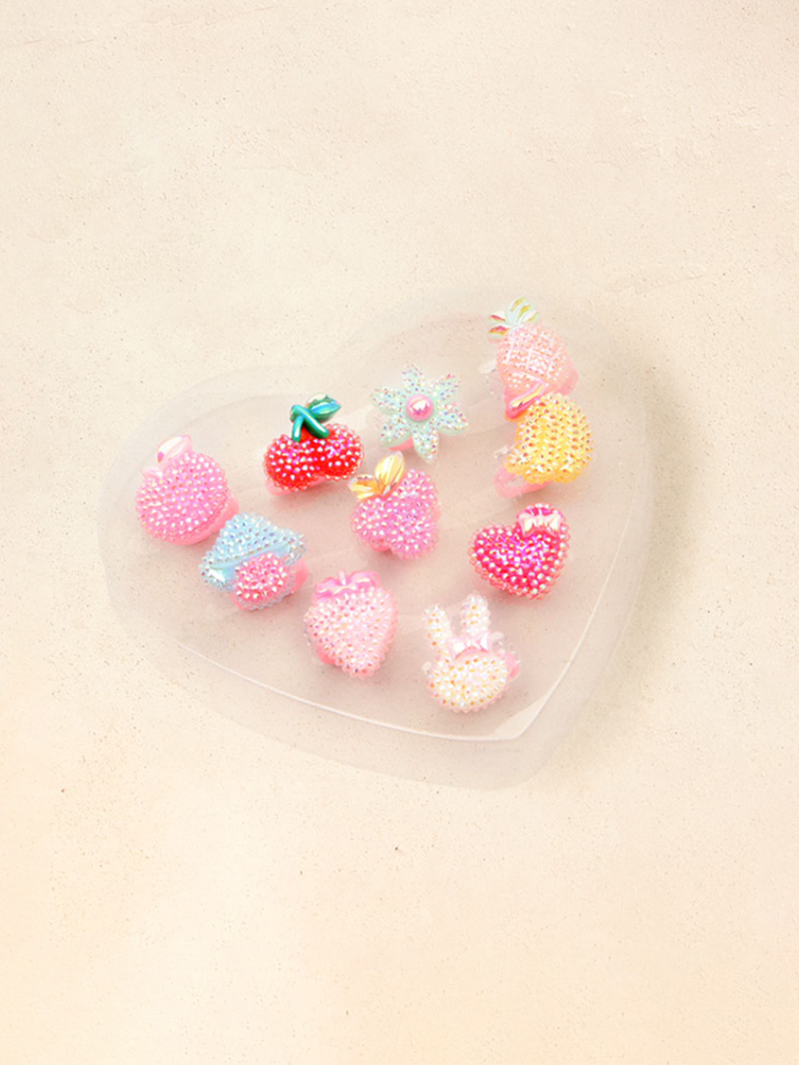 Pink glitter ring set