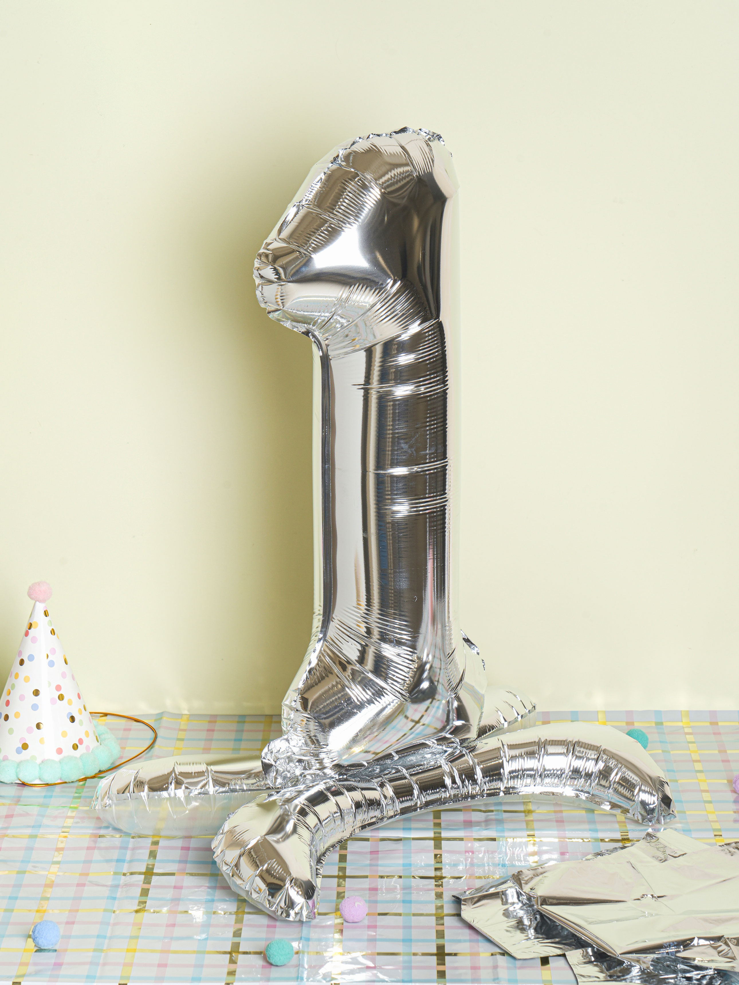 Silver Metallic Standing Number Balloon 1