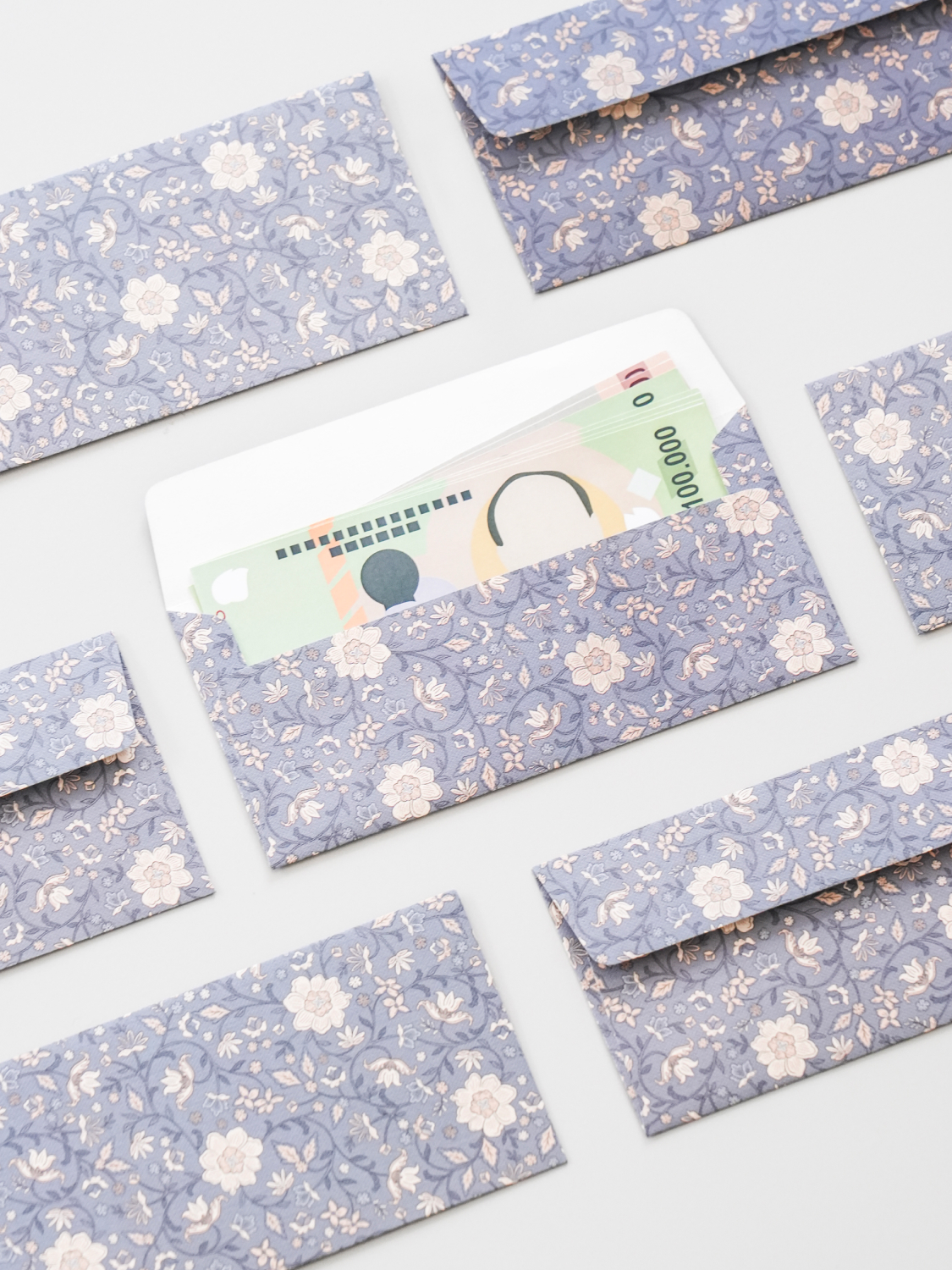 Flower Money Envelopes 12 Pieces Blue