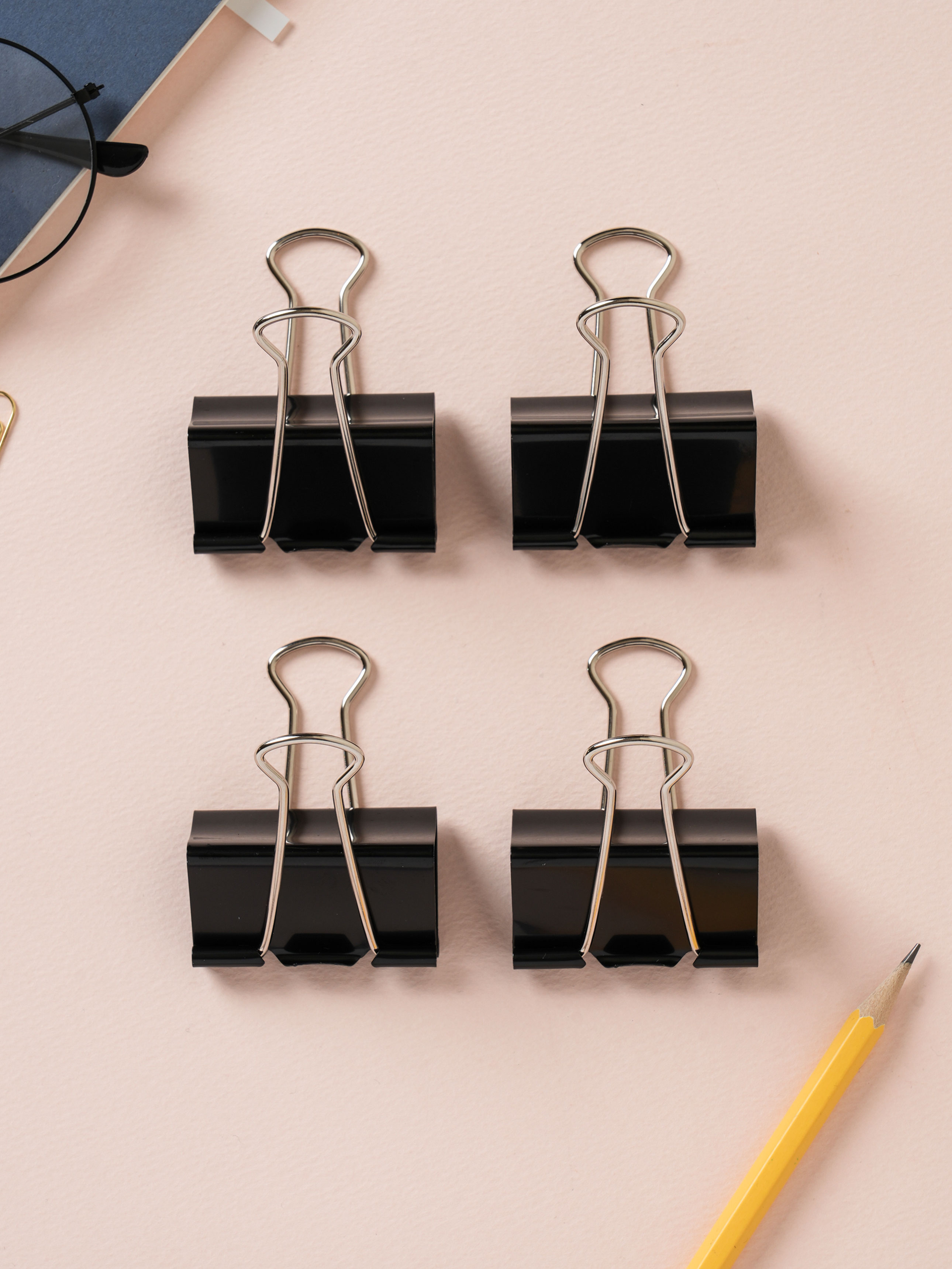 Steel double clip 51 mm 4 pieces black