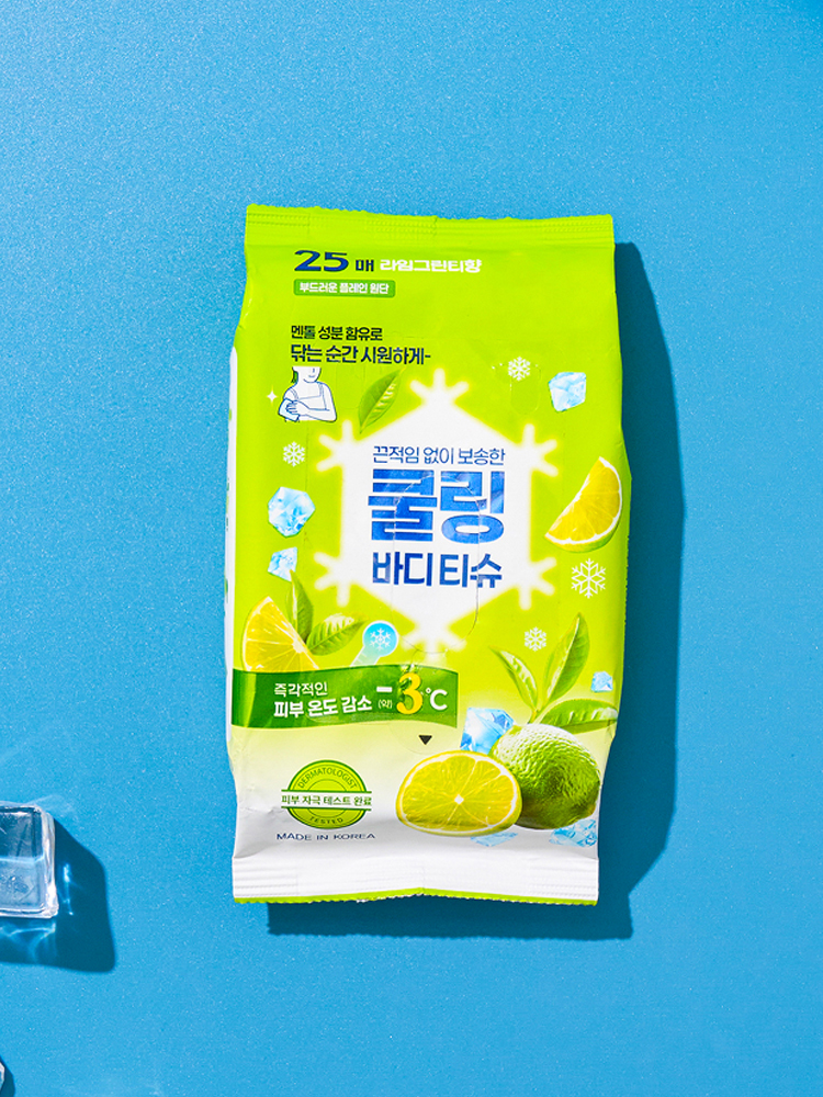 25 cooling wet wipes, lime green tea scent
