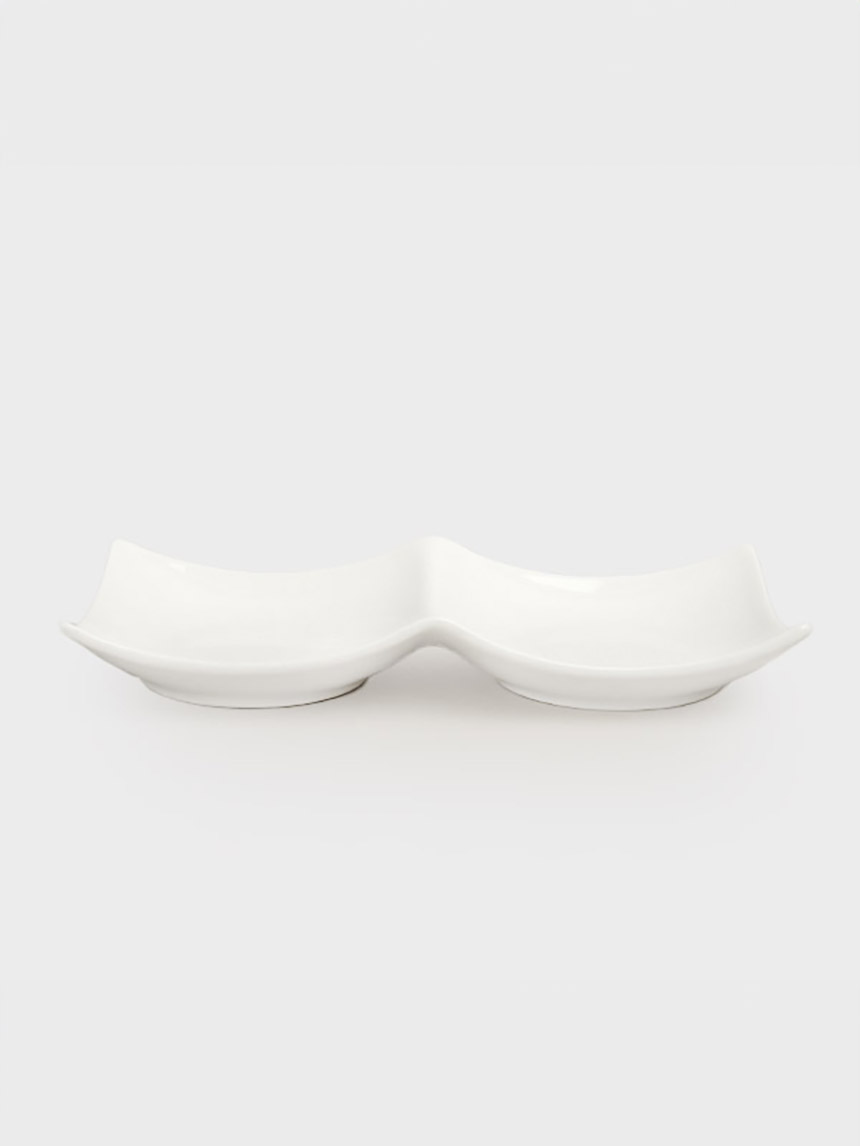 White 2-section plate 19.5cm