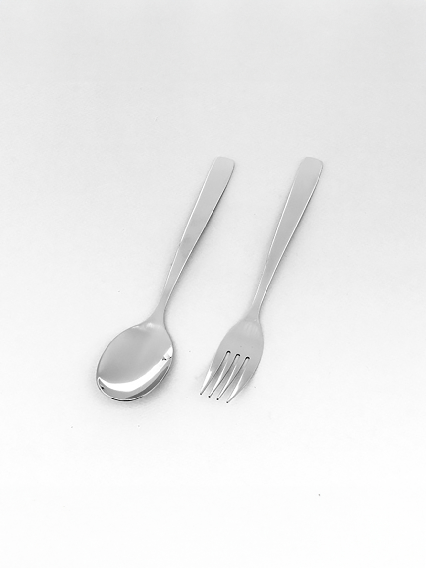 Slim square stainless steel flatware