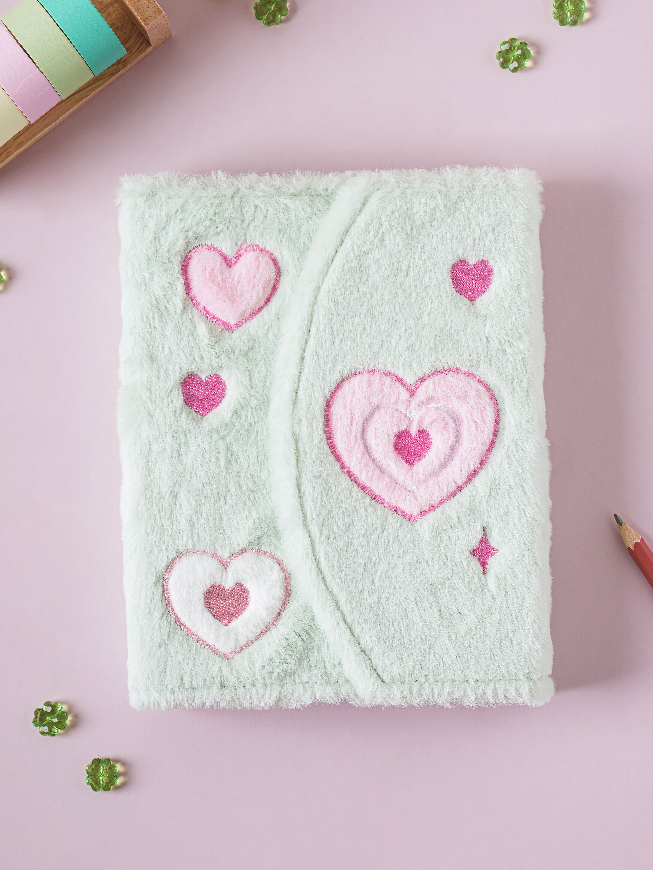 Fabric cover heart 6-hole diary 40 sheets