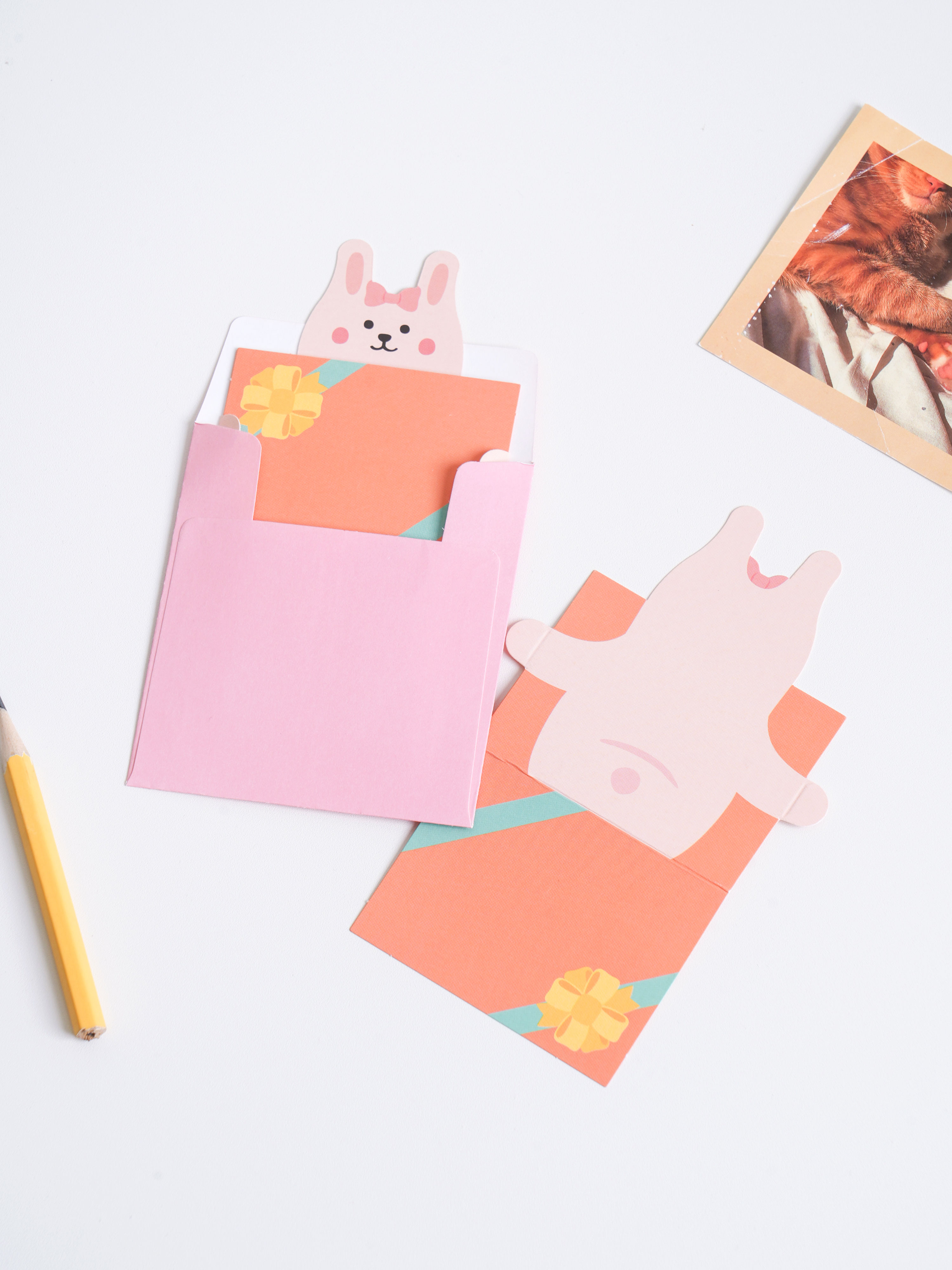 2 character mini cards, pink