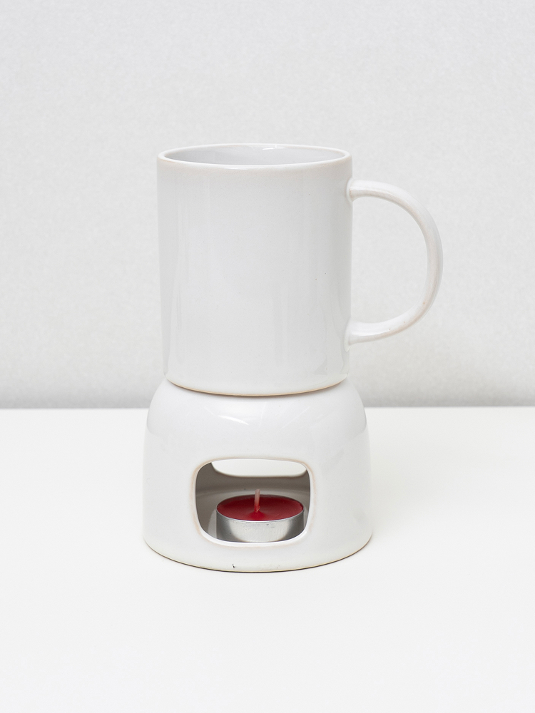 Round ceramic warmer 9.5 cm ivory