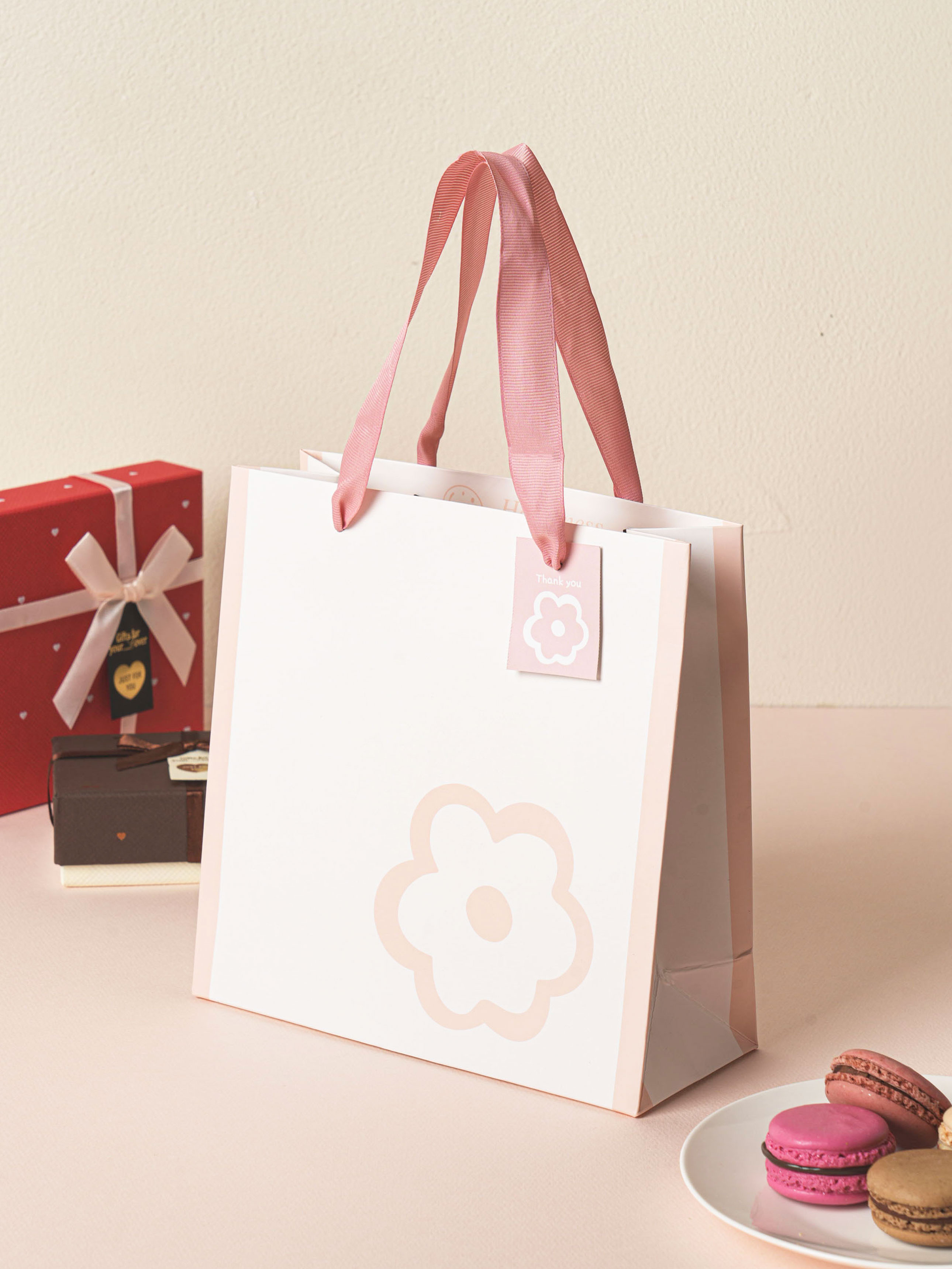 Simple Print Shopping Bag M Pink