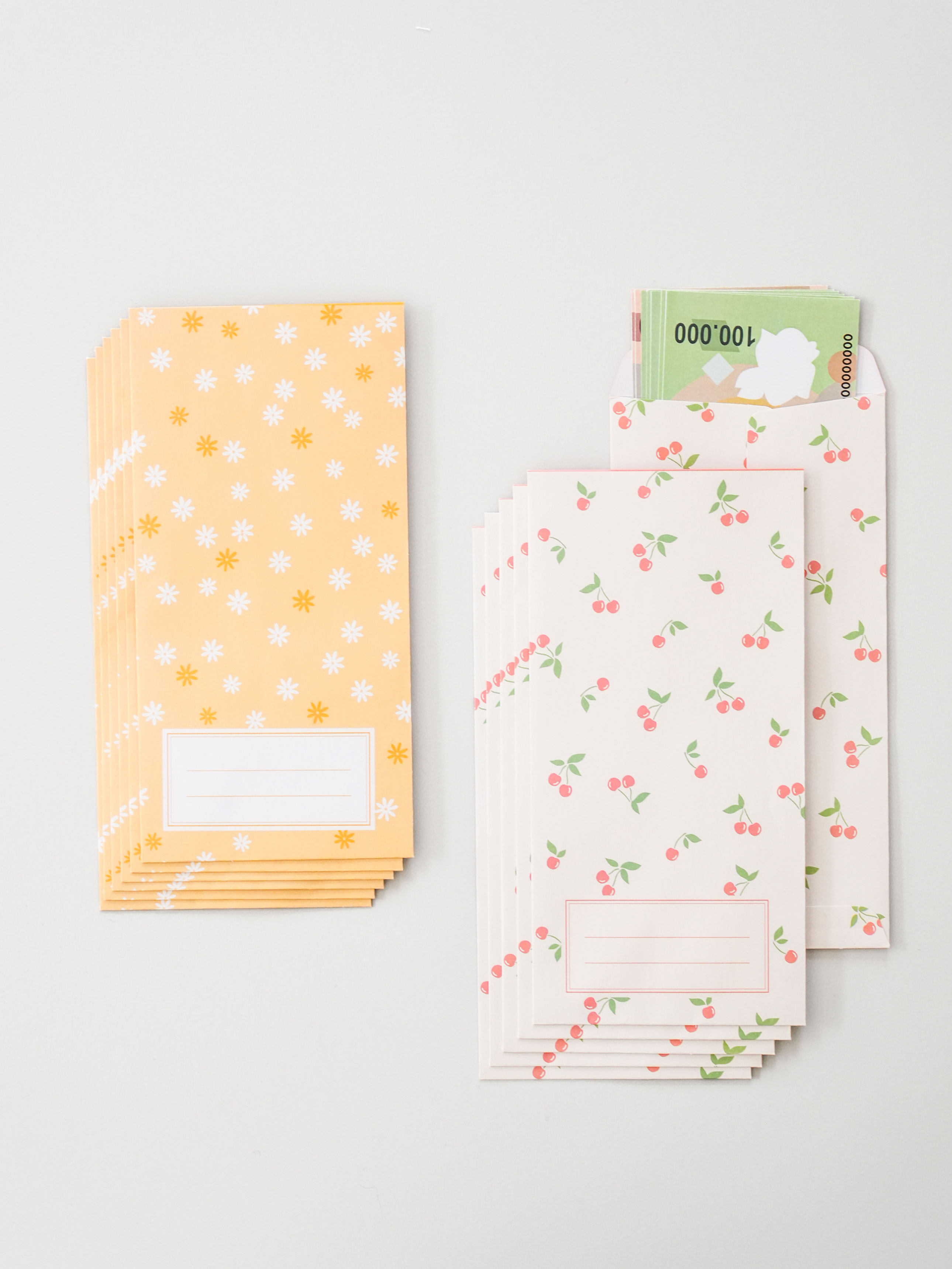 Pattern Memo Money Envelope 12 Pieces Flower