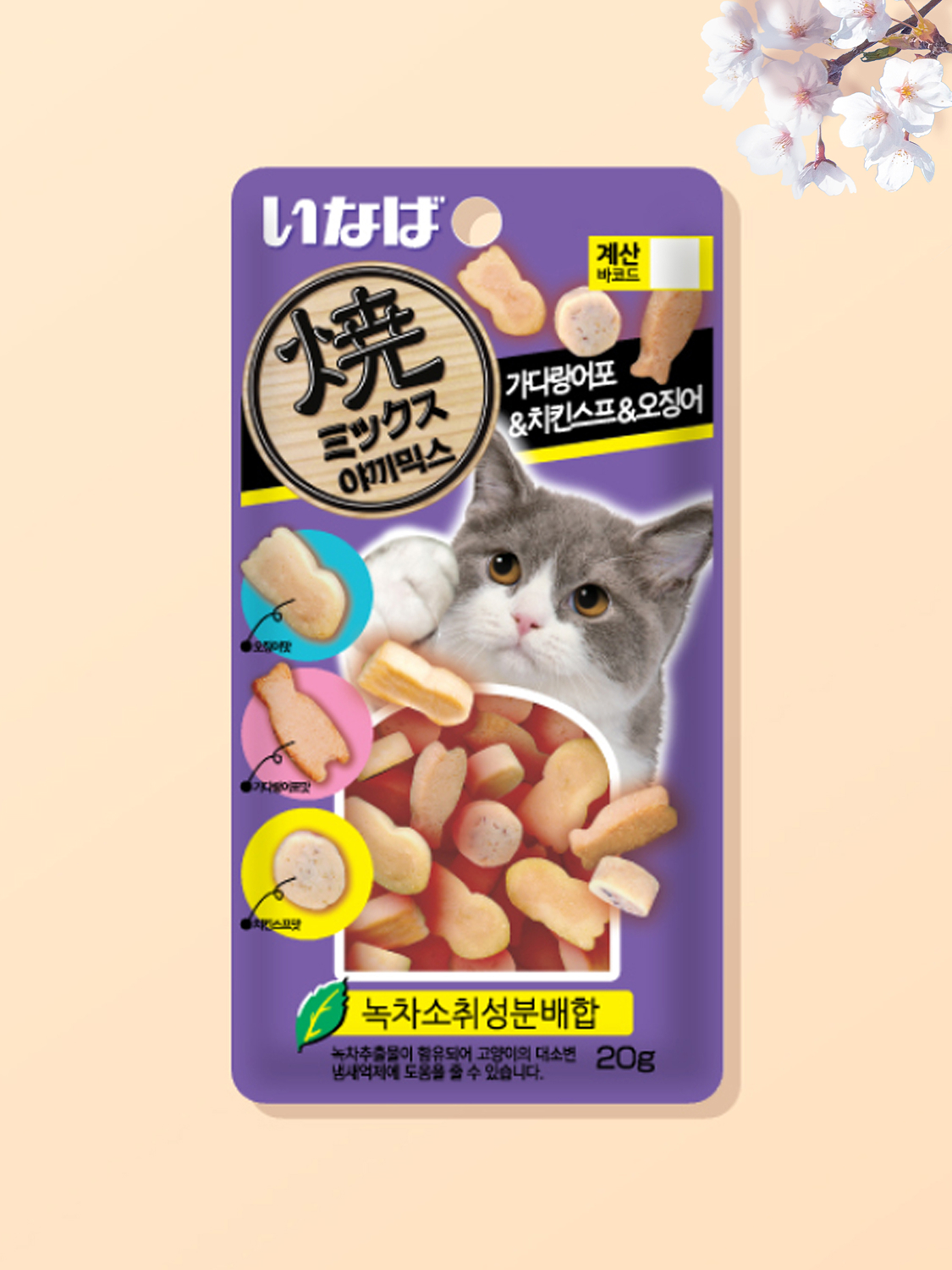 [Pet] Inaba Yaki Mix Bonito & Chicken Soup & Squid (20 g)