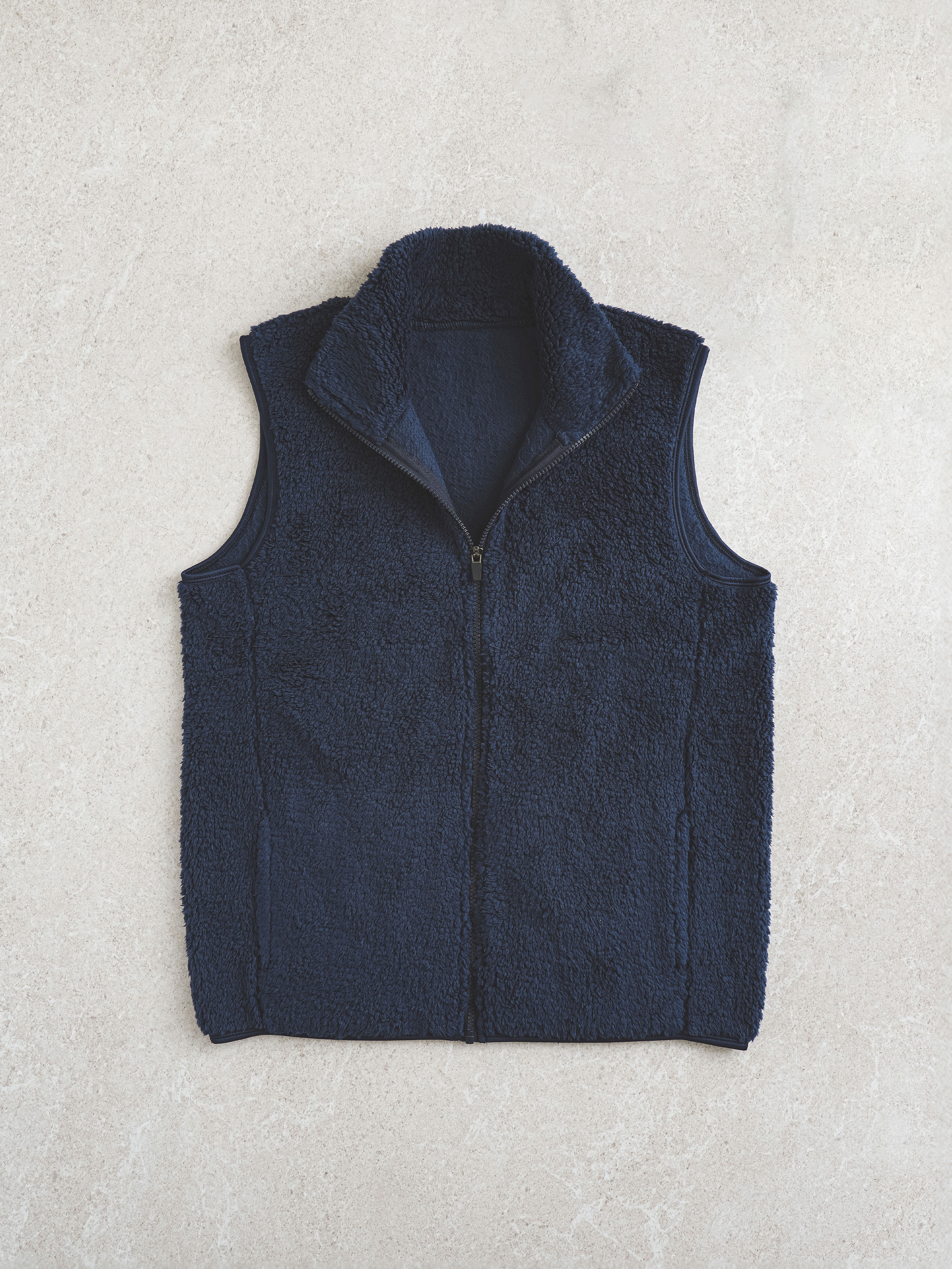 Fluffy Vest Fleece Zip-up M Navy