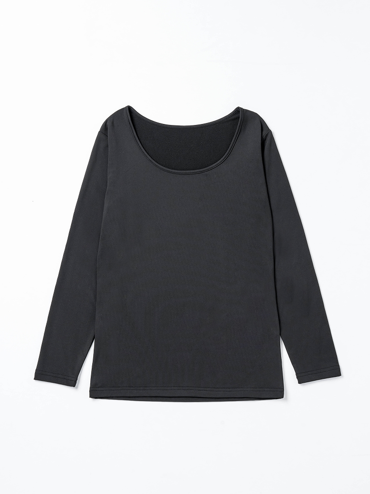 [Fleece]Easy warm brushed underwear women’s tops S/M/L black