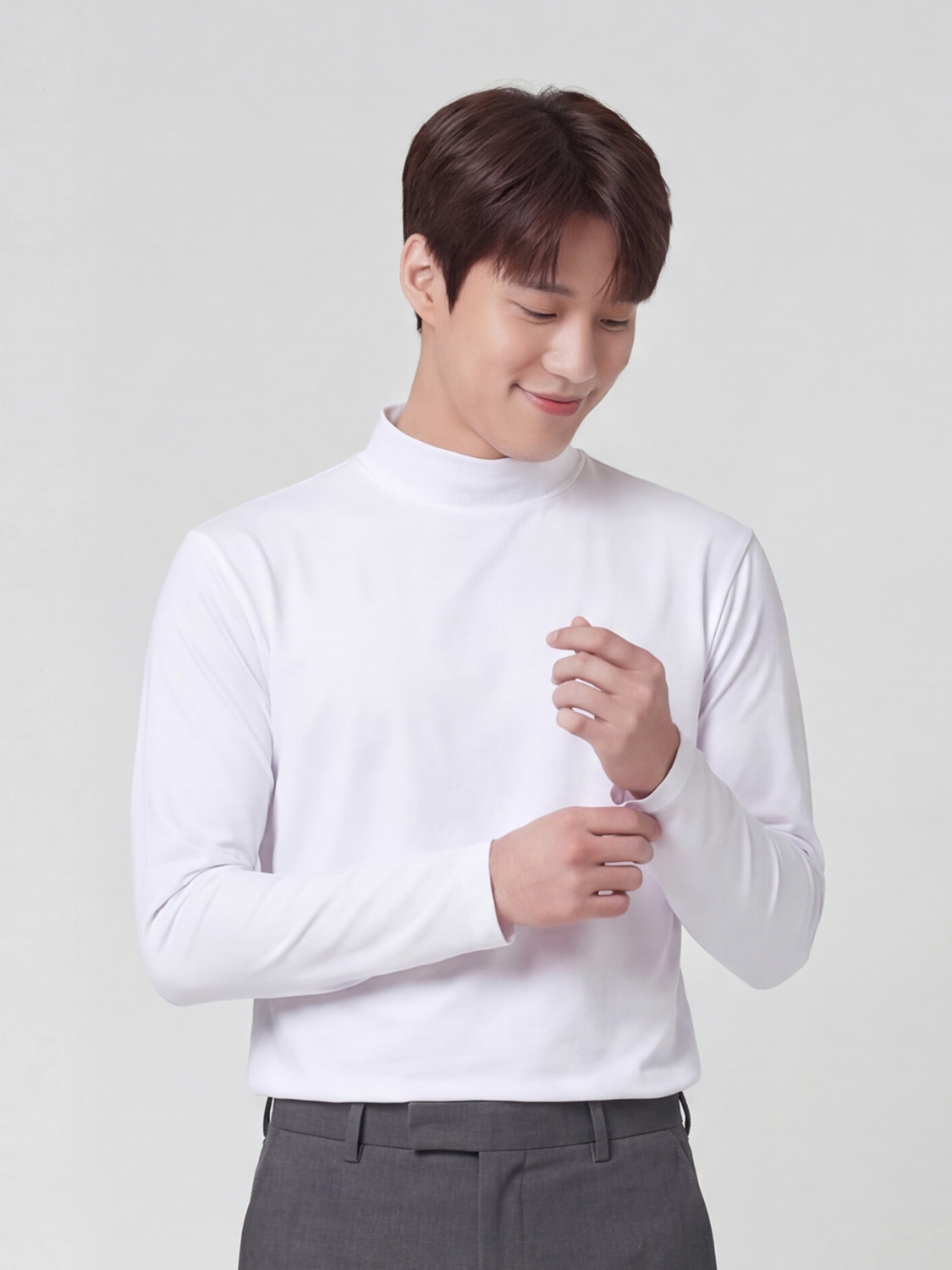 [UV blocking up to 98%] Easy Cool Men's Half-Neck Base Layer S/M/L White