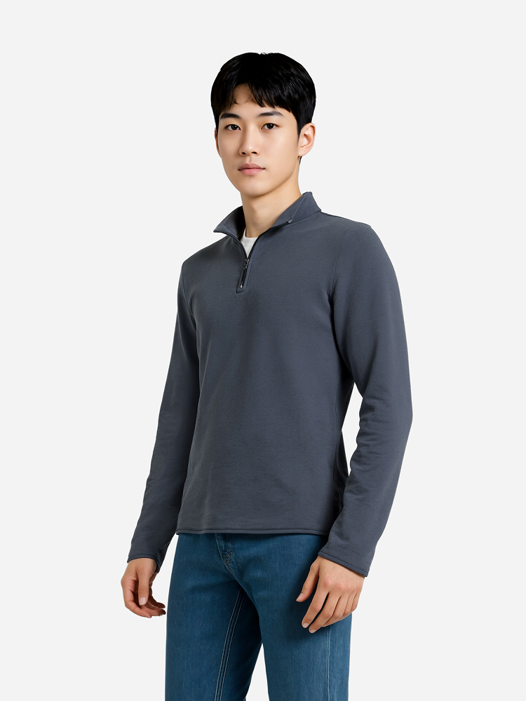 [Common] Half zip-up fleece L dark gray