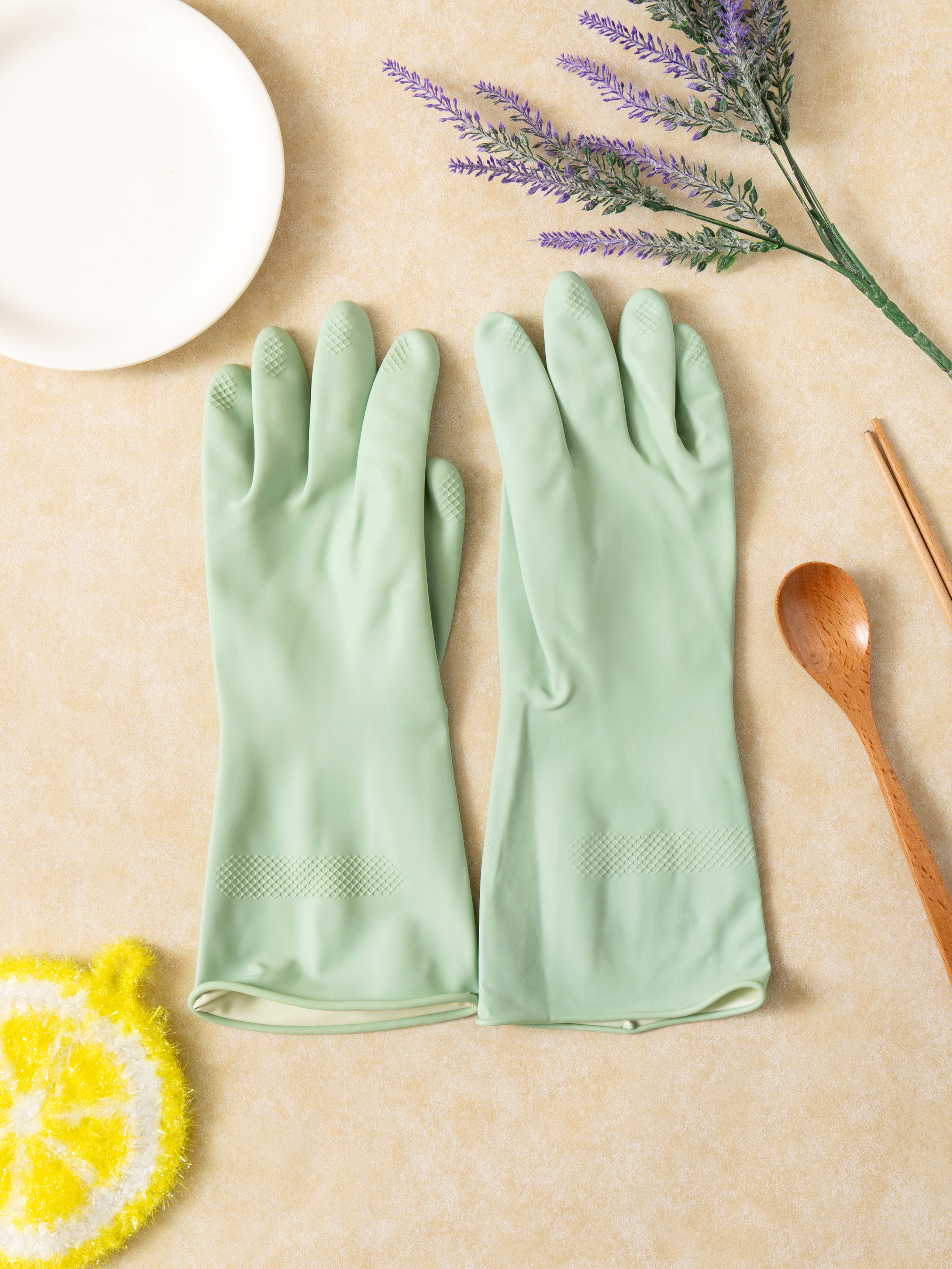 2 pairs of Taehwa color rubber gloves mint large size