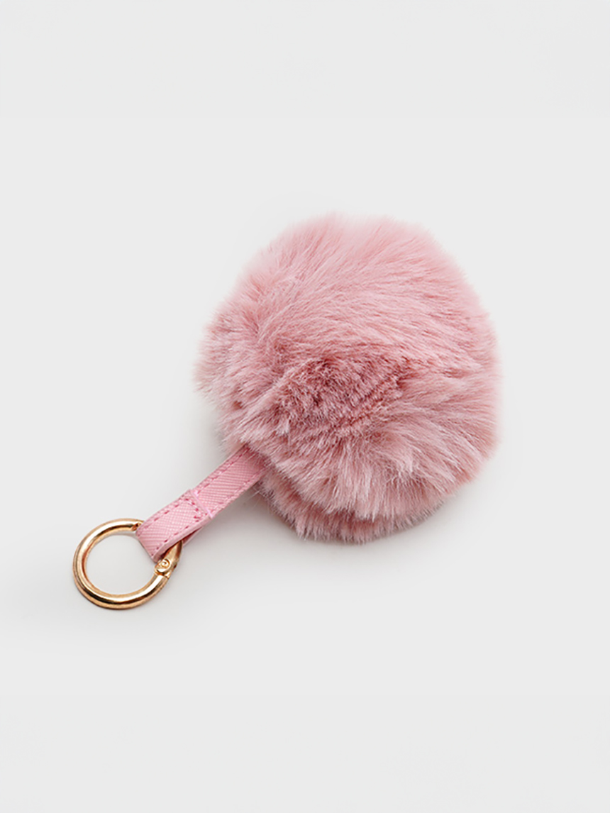 Solid color pom pom keyring